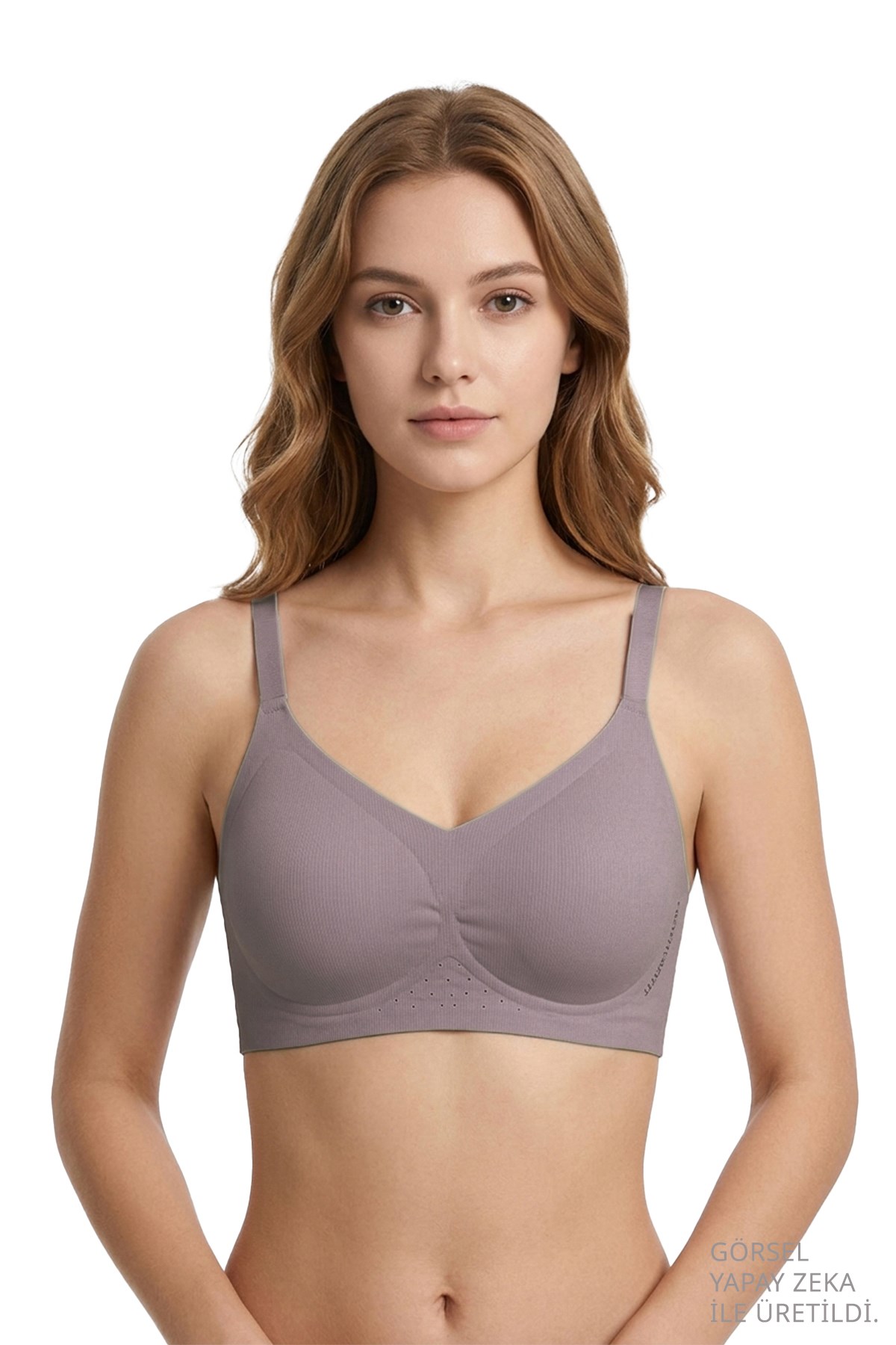 Seamless Bra - Alure | Kahverengi Lazer Kesim Balensiz Perfore Detaylı Dikişsiz Kadın Sütyen
