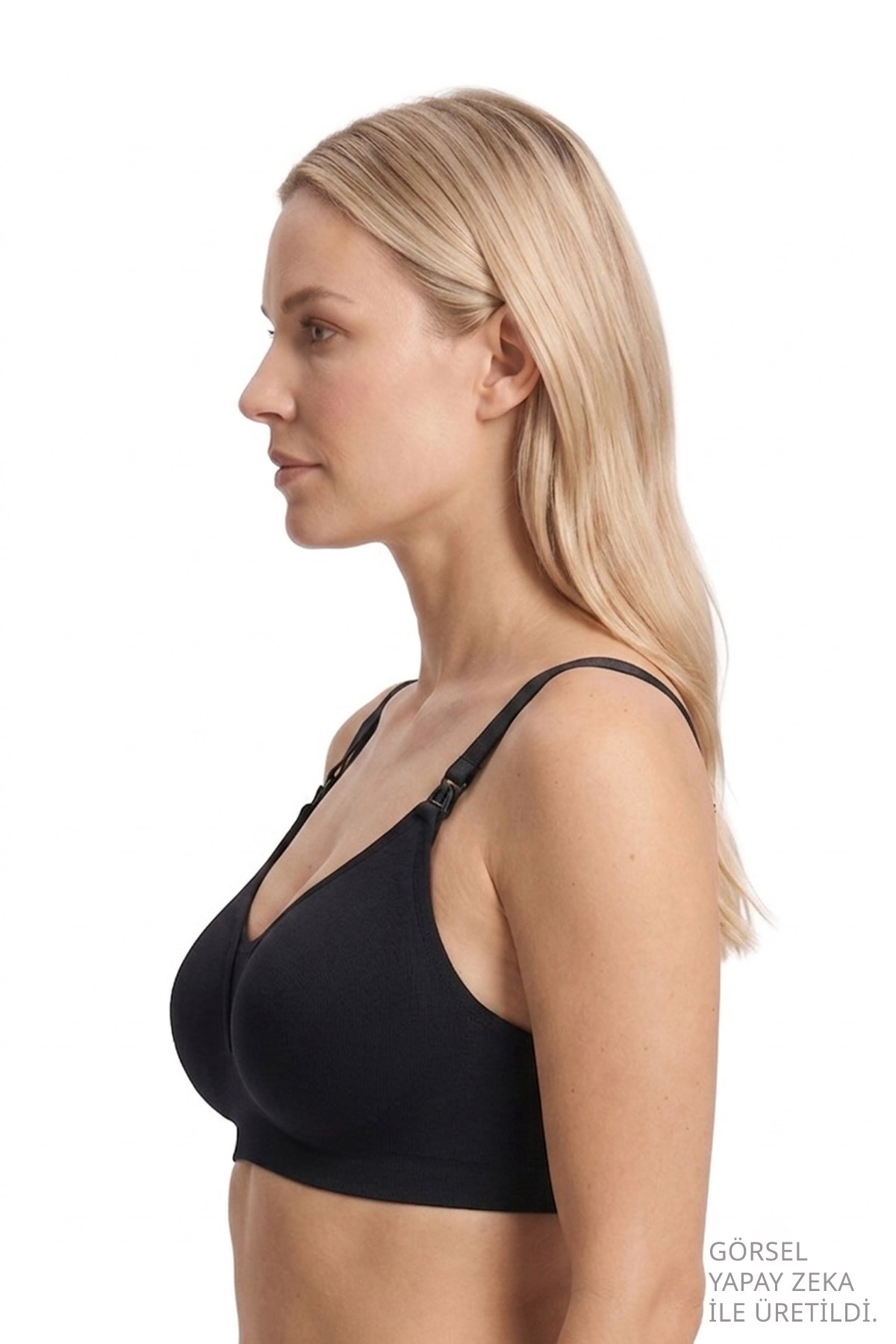 Seamless Bra - Nuvia |Siyah Lazer Kesim Klipsli Önden Açılabilir Rib Dokulu Dikişsiz Emzirme Sütyeni