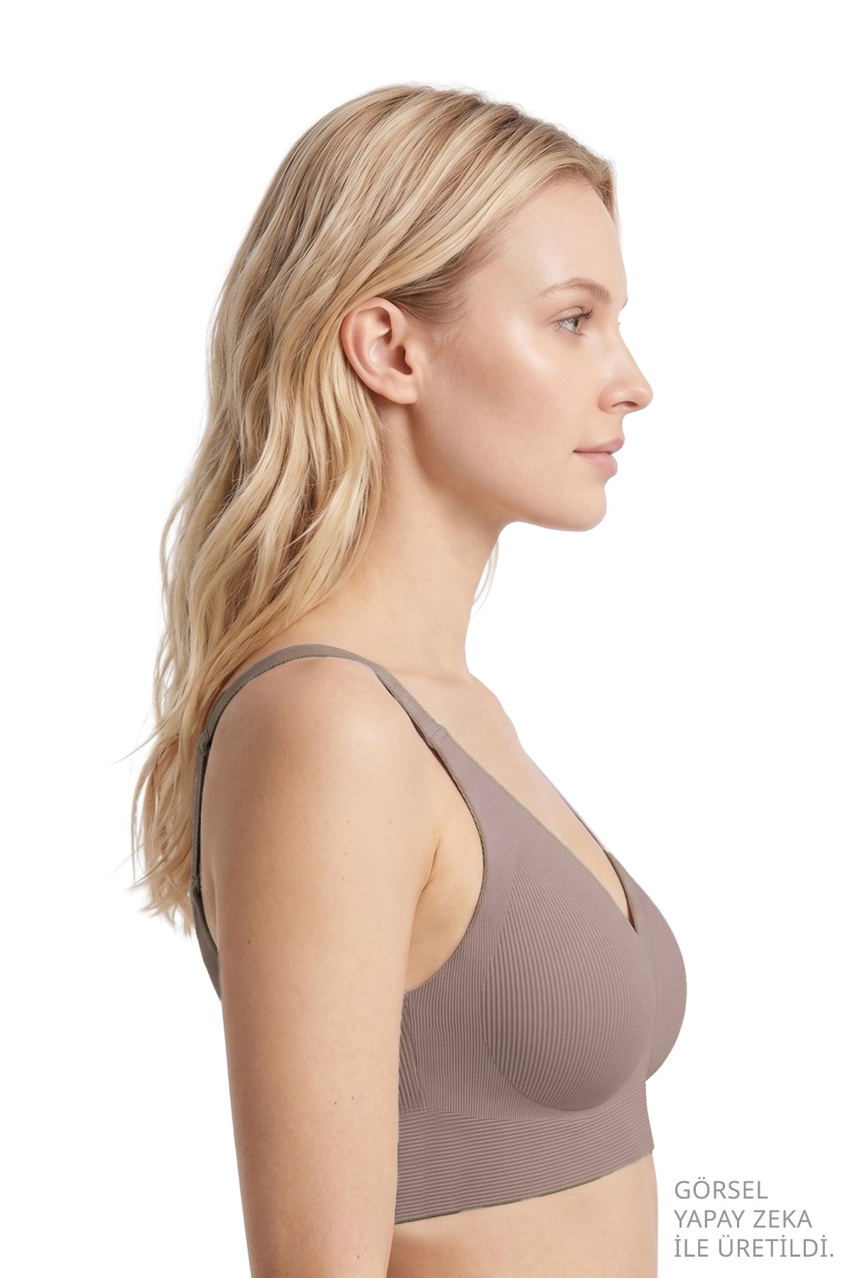 Seamless Bra - Velora | Kahverengi Lazer Kesim Balensiz Rib Dokulu Dikişsiz Kadın Sütyen