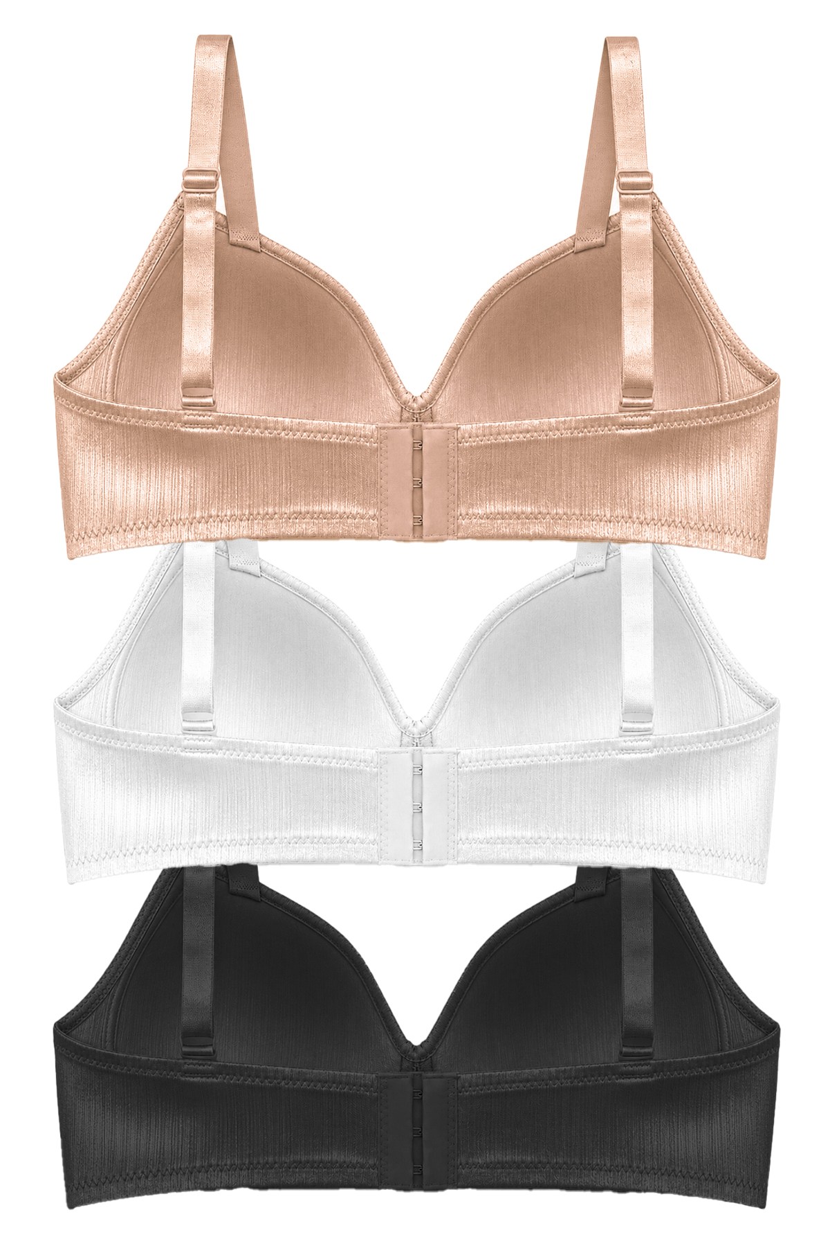 Bra - Elvia | Büyük Beden Parlak Balensiz Straplez Minimizer Kadın Sütyen 3lü Paket-2