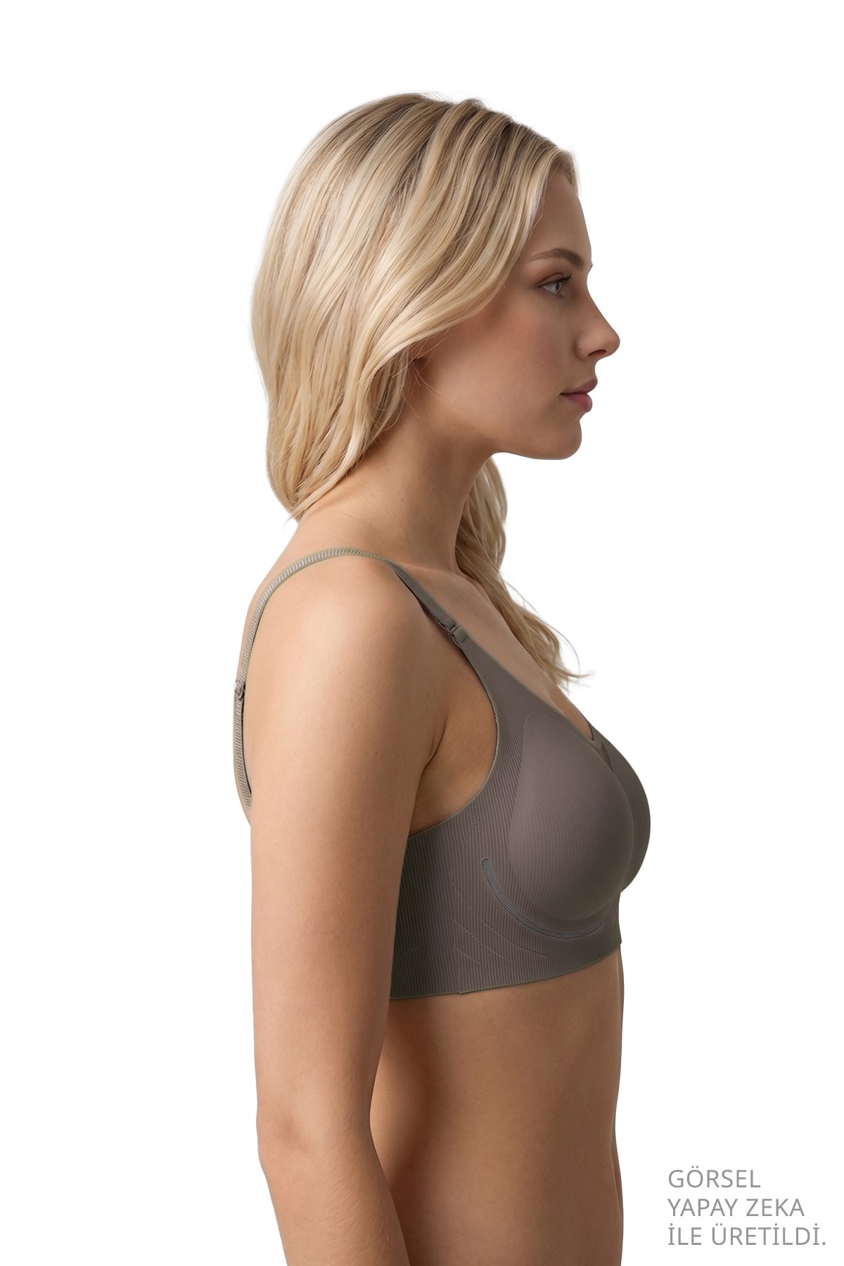 Seamless Bra - Avena | Kahverengi Lazer Kesim Balensiz Çizgi Dokulu Tül Detaylı Kadın Sütyen