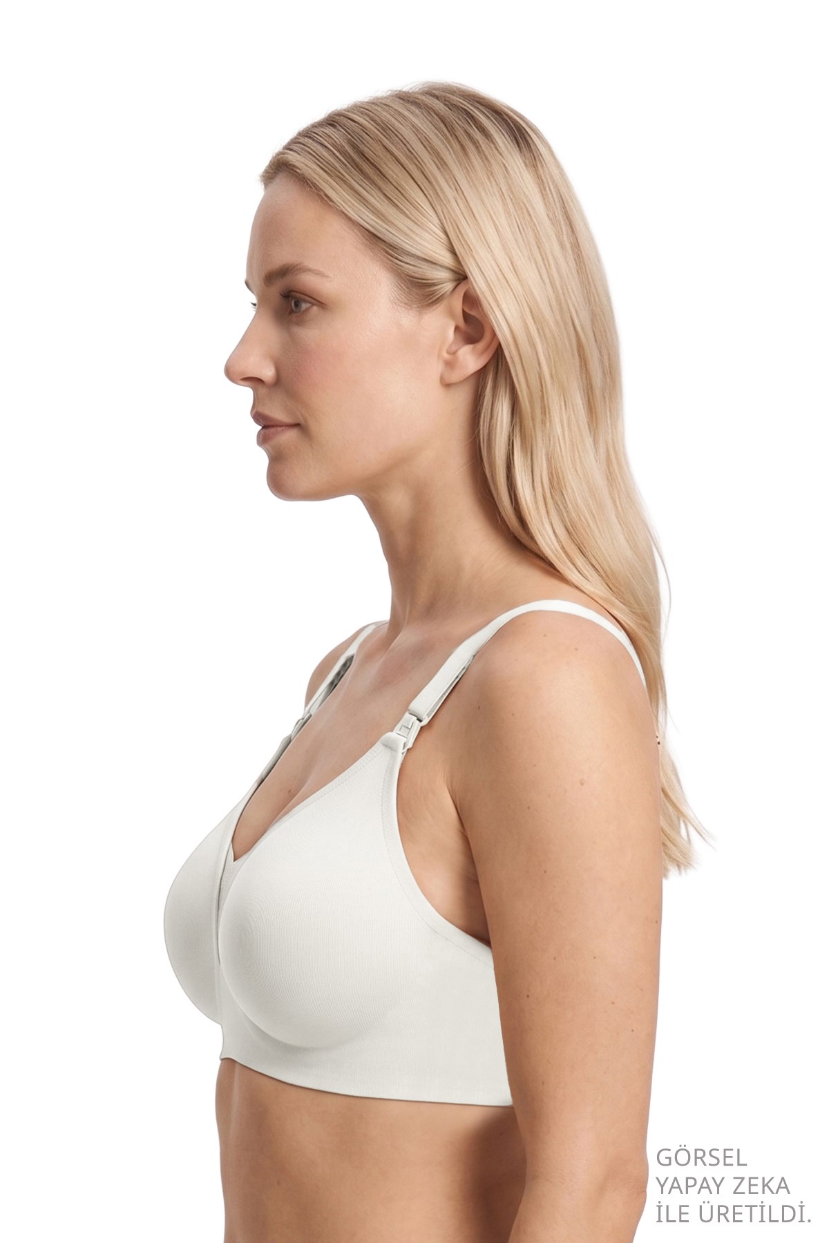 Seamless Bra - Nuvia |Krem Lazer Kesim Klipsli Önden Açılabilir Rib Dokulu Dikişsiz Emzirme Sütyeni