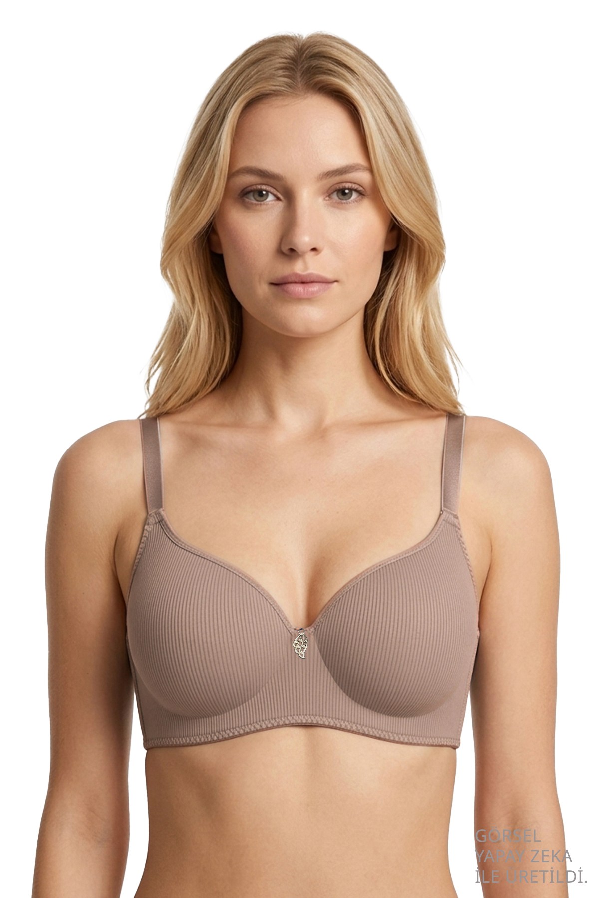 Seamless Bra - Renoa | Kahverengi Rib Dokulu Balensiz Doğal Form Straplez Kadın Sütyen