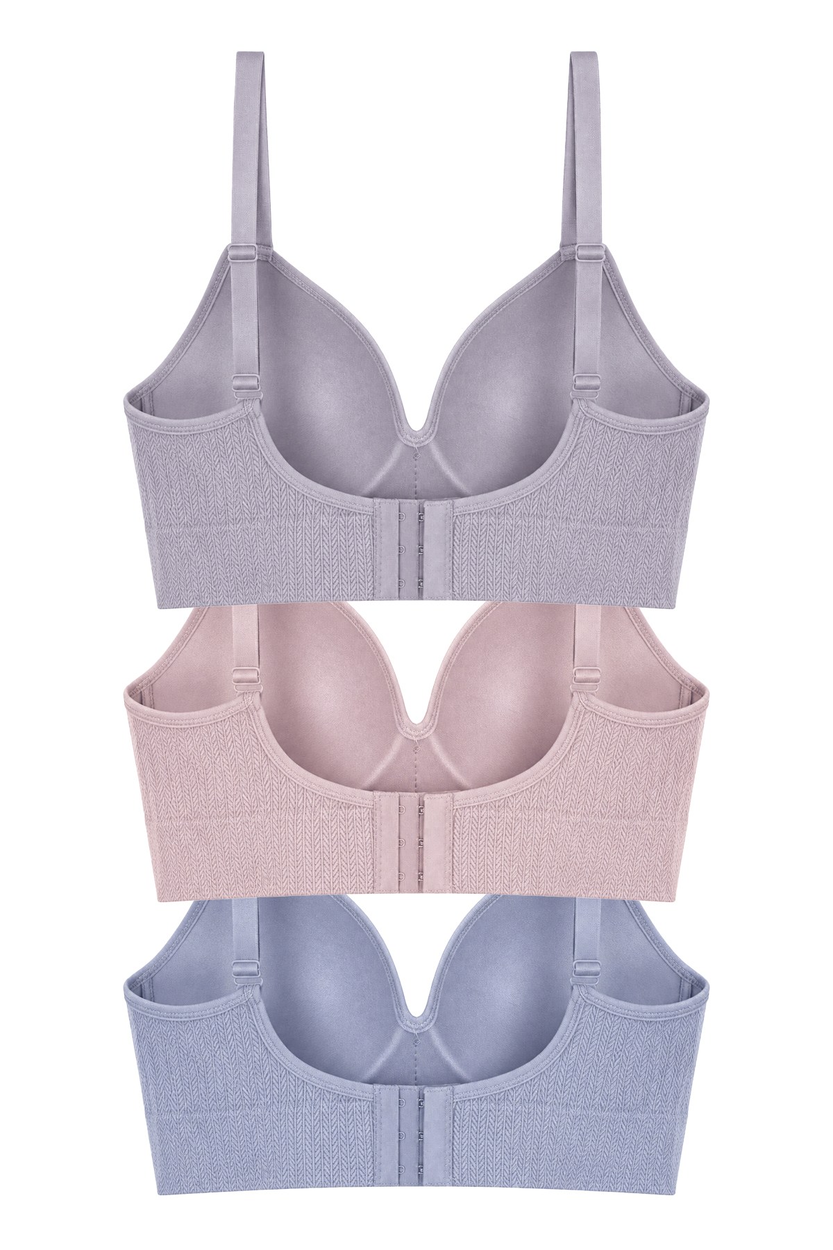 Bra - Mirel | Büyük Beden Bambu Desenli Balensiz Minimizer Kadın Sütyen 3lü Paket-3
