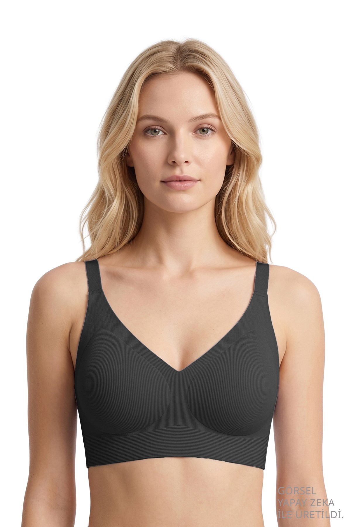Seamless Bra - Velora | Siyah Lazer Kesim Balensiz Rib Dokulu Dikişsiz Kadın Sütyen