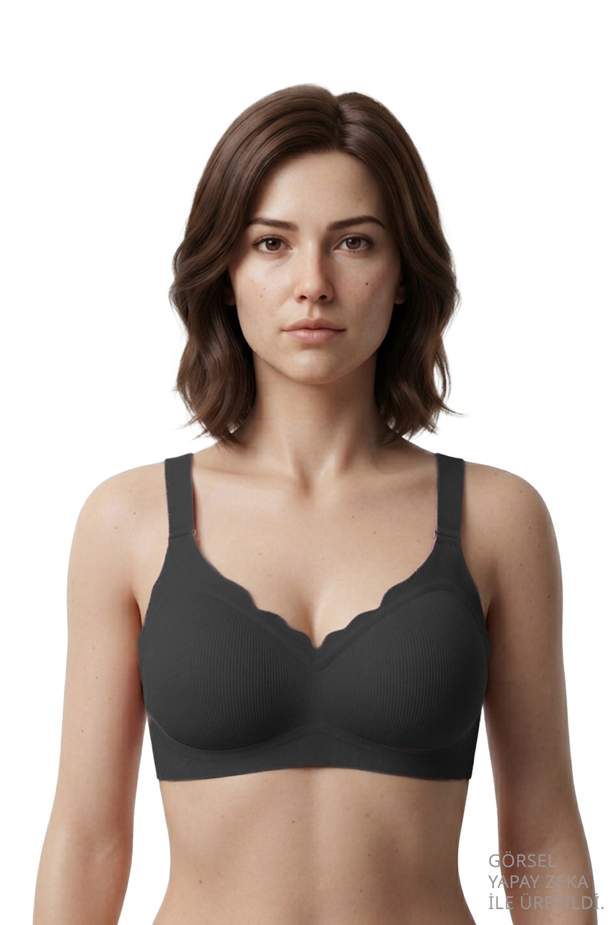 Seamless Bra - Mirena | Siyah Lazer Kesim Rib Dokulu Toparlayıcı Balensiz Kadın Sütyen
