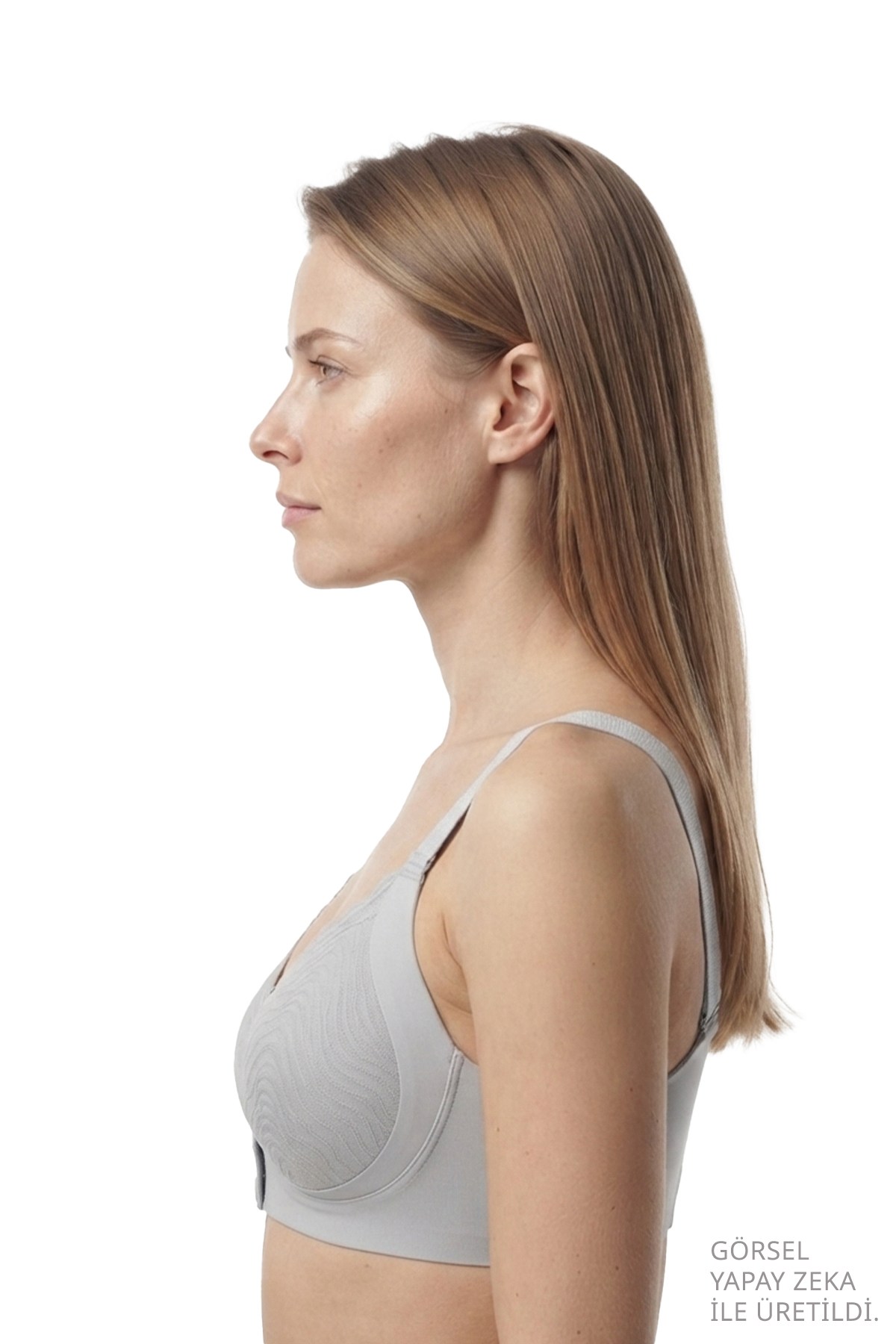 Seamless Bra - Larevia | Gri Lazer Kesim Önden Düğmeli Tül Detaylı Kadın Sütyen
