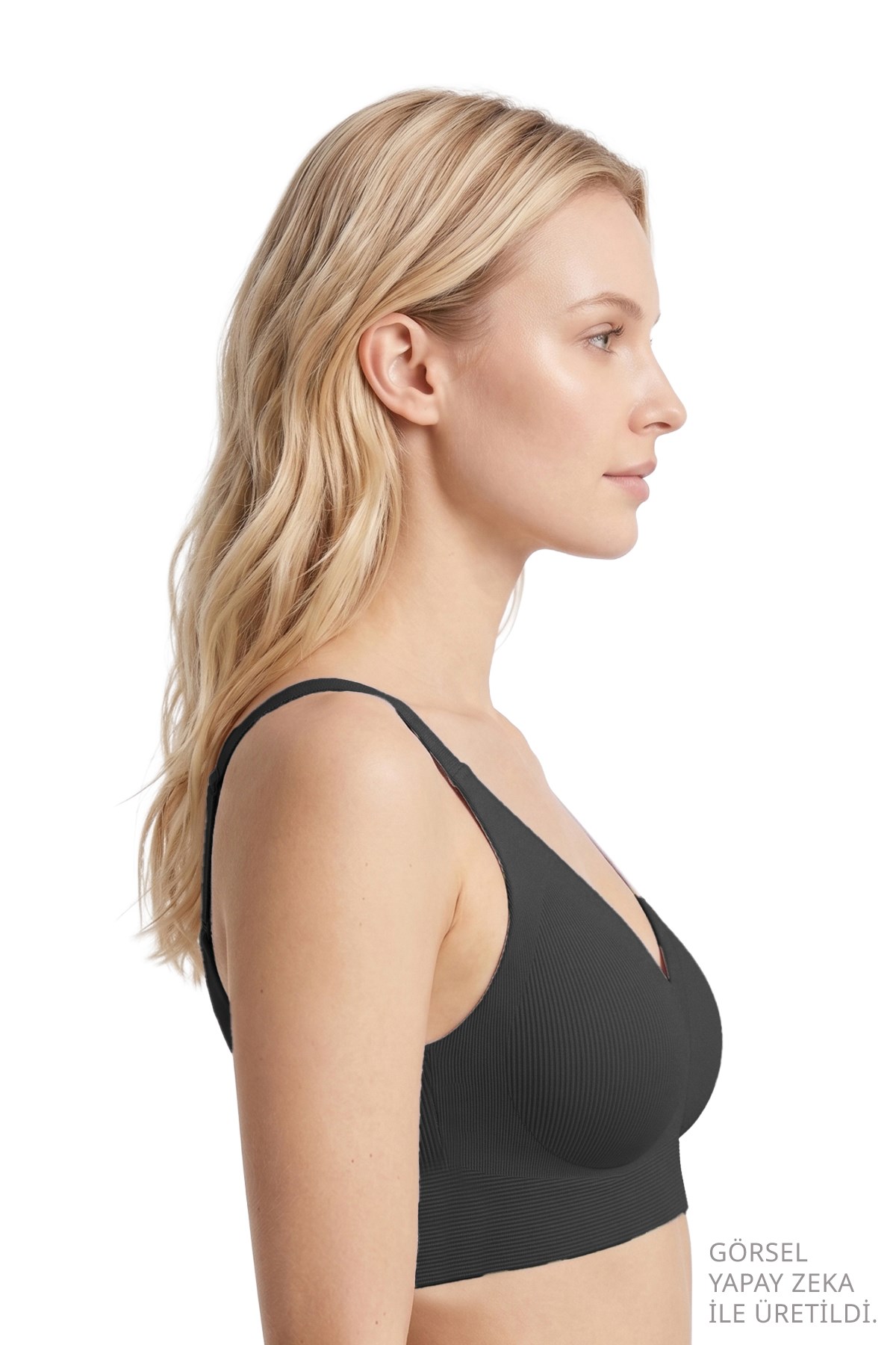 Seamless Bra - Velora | Siyah Lazer Kesim Balensiz Rib Dokulu Dikişsiz Kadın Sütyen