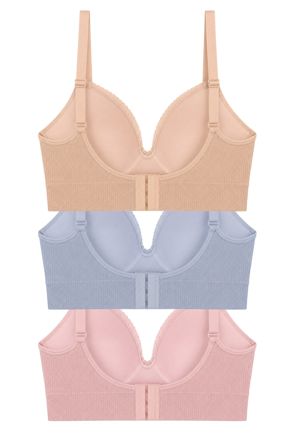Bra - Sorel | Büyük Beden Bambu Balensiz Minimizer Dantel Detaylı Kadın Sütyen 3lü Paket-3