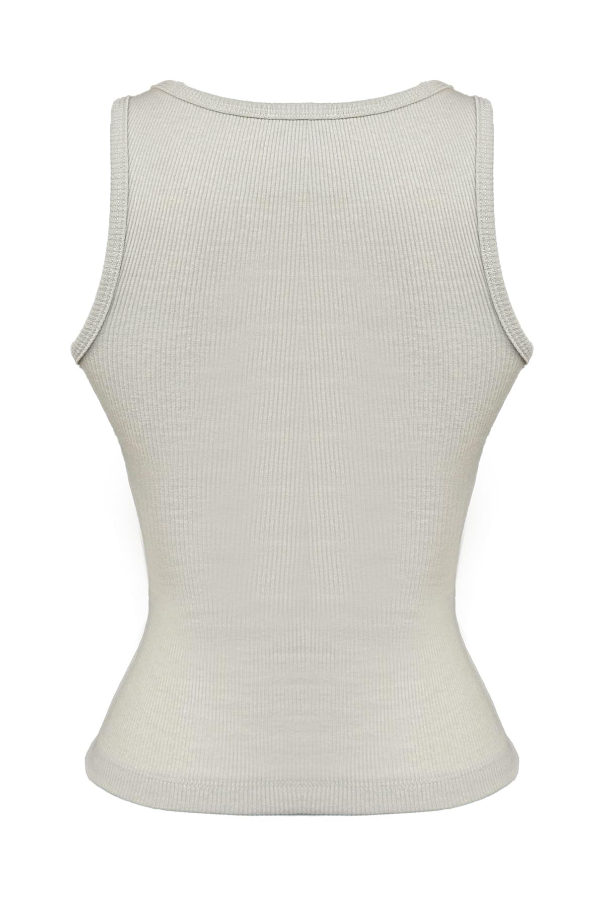 Bej Pamuklu Kalın Askılı Fitilli Toka Detaylı Kadın Atlet