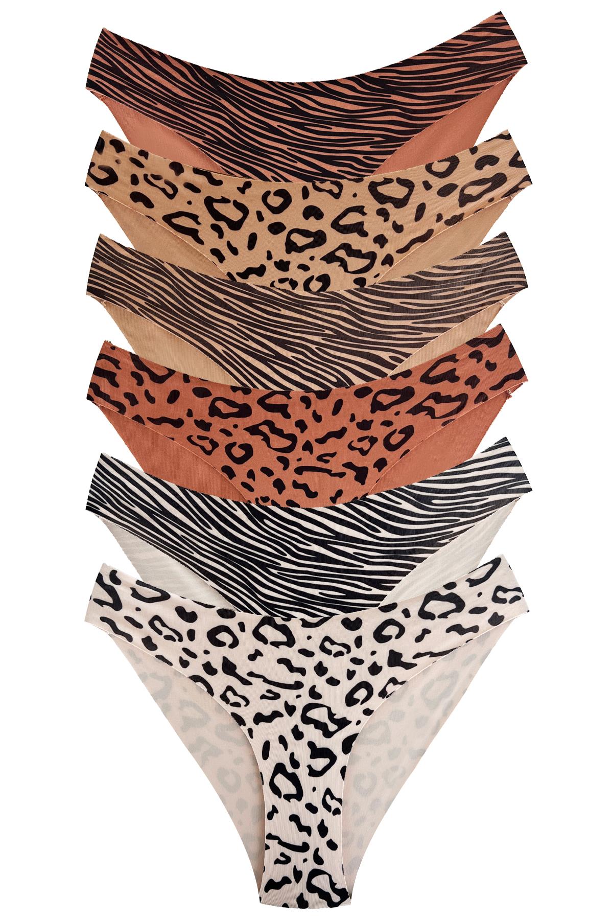 Basic Desenli Lazer Kesim Kadın Bikini Külot 6lı Paket