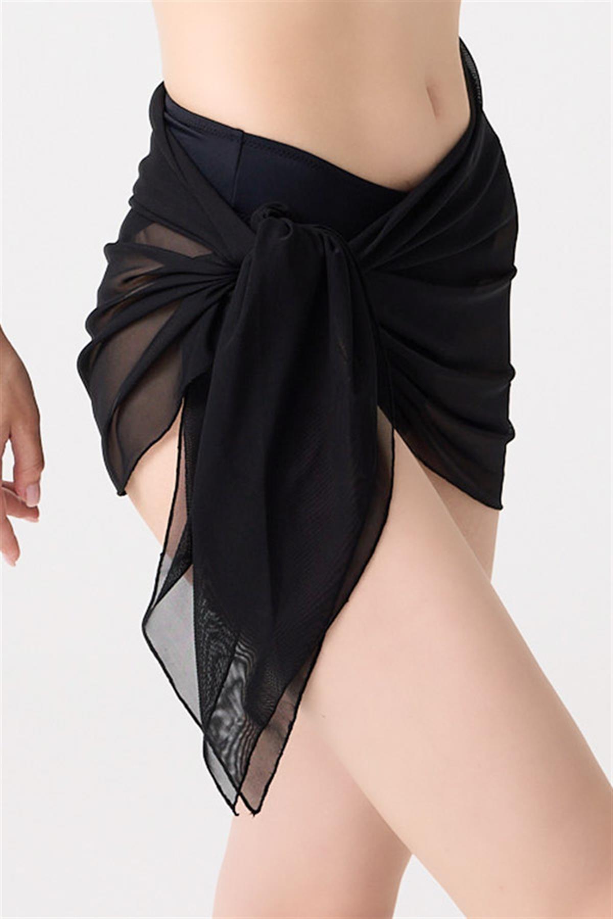 Siyah Transparan Tül Pareo