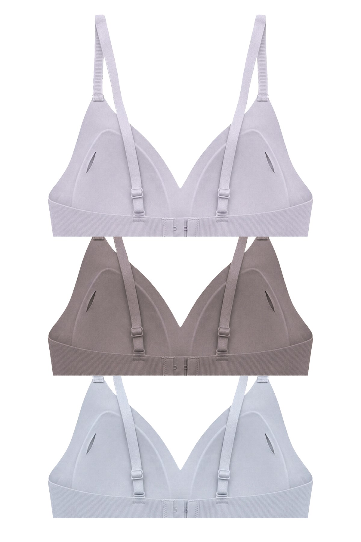 Seamless Bra - Velour | Lazer Kesim Balensiz Üçgen Form Dikişsiz Kadın Sütyen 3lü Paket