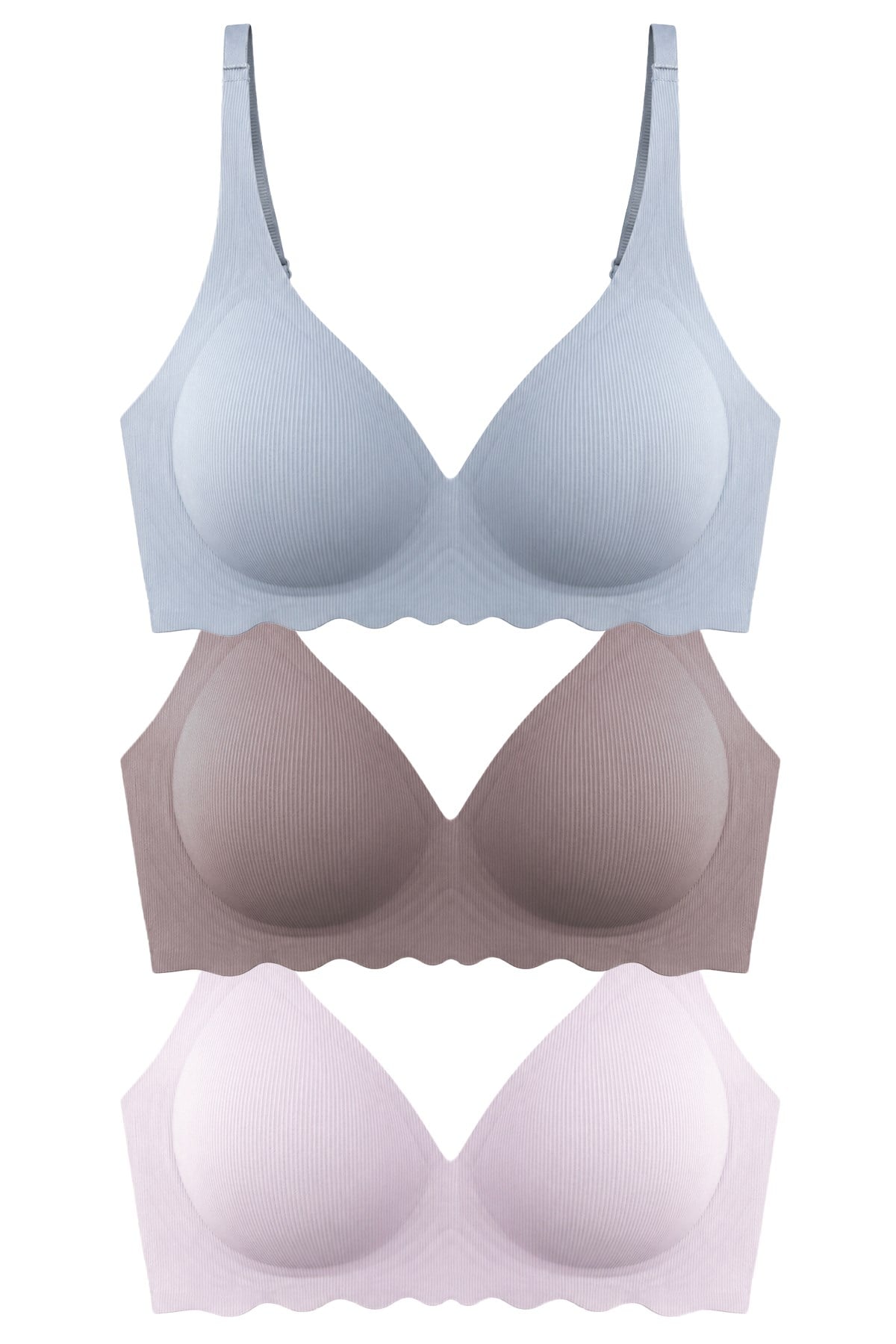 Seamless Bra - Lumera | Lazer Kesim Balensiz Rib Dokulu Dalga Kesim Dikişsiz Kadın Sütyen 3lü Paket