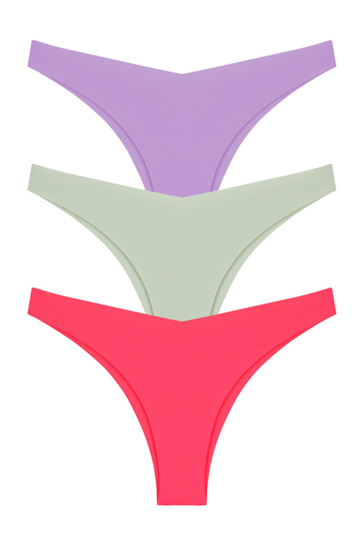 Lazer Kesim Kadın Brezilya Külot 3lü Paket-1
