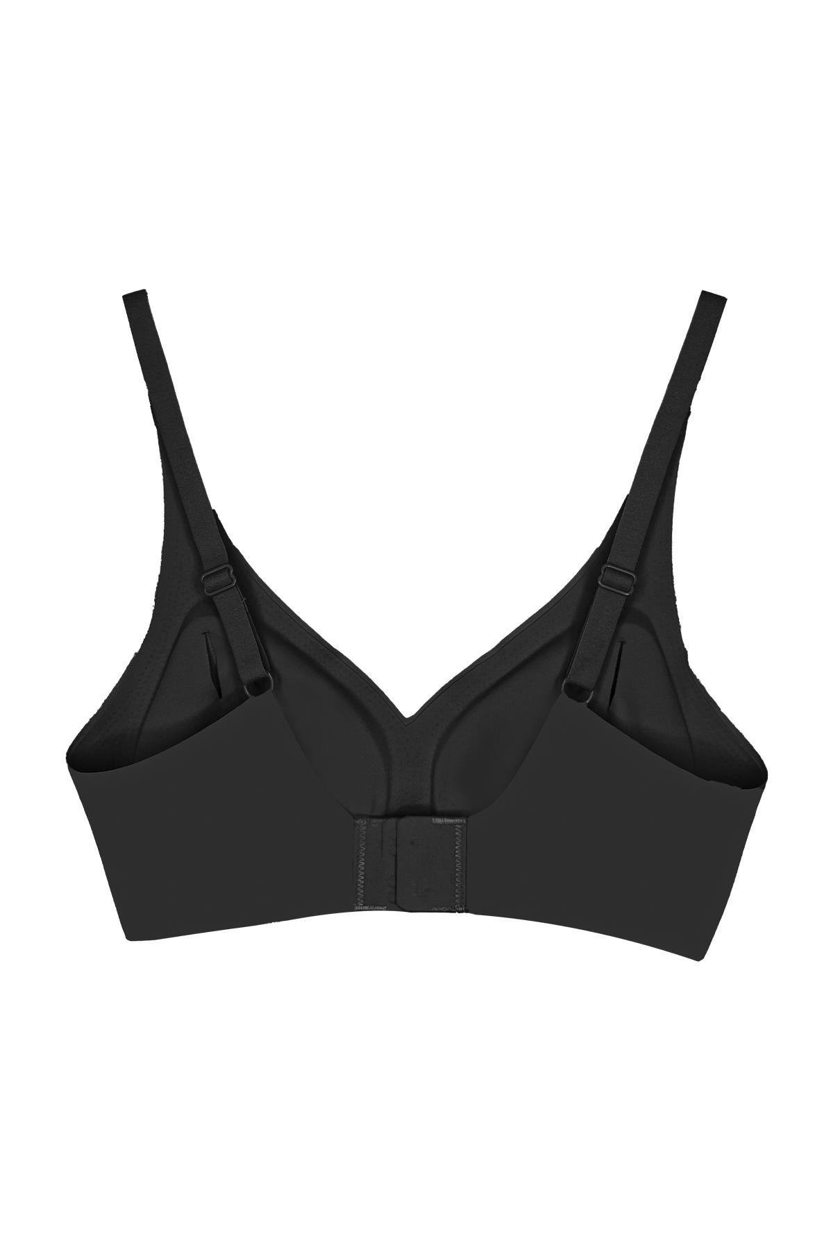 Seamless Bra - Wave | Siyah Lazer Kesim Dikişsiz Dalga Detaylı Balensiz Kadın Sütyen