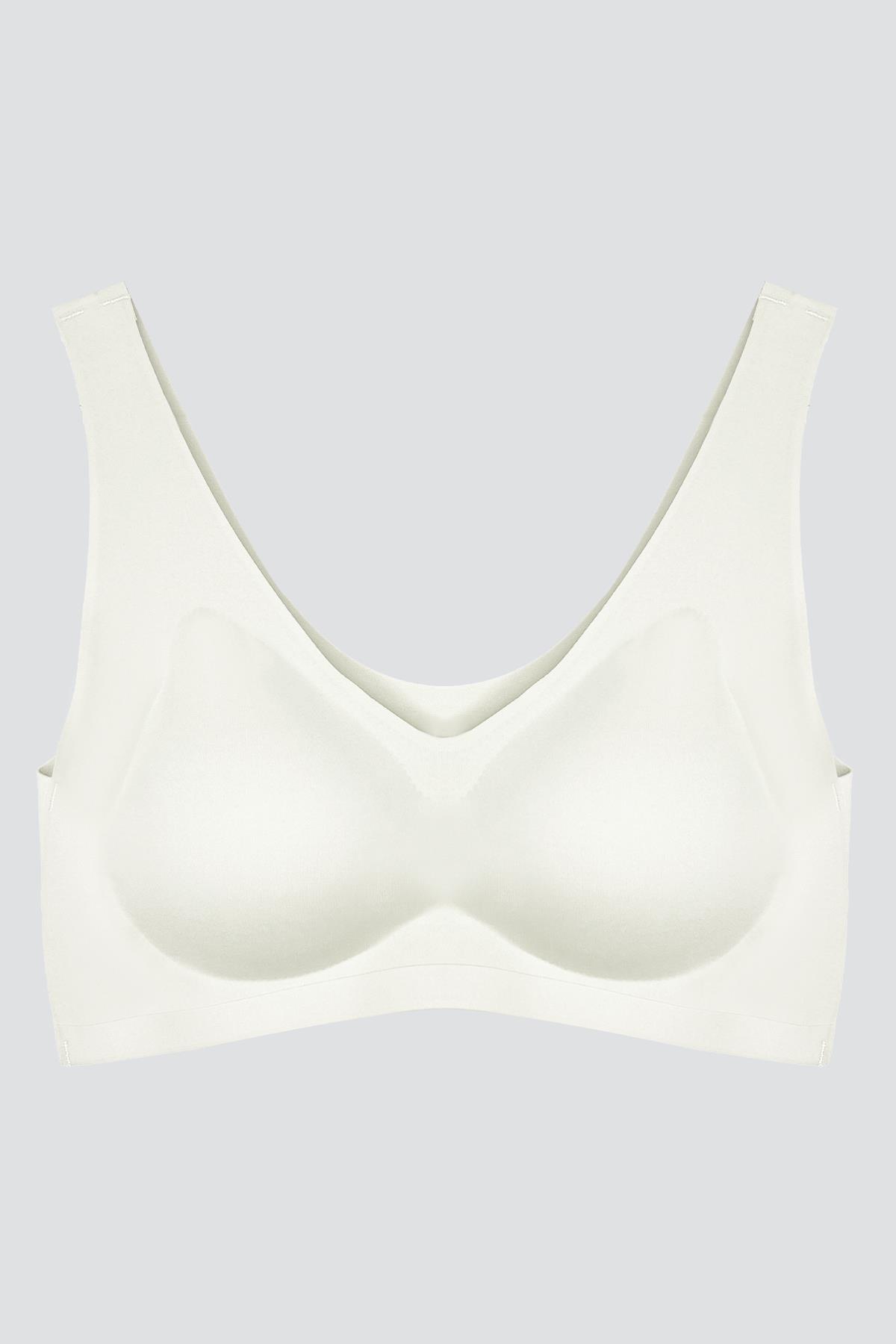 Krem Dikişsiz Lazer Kesim Sütyen Çıkarılabilir Pedli Kadın Hayalet Sütyen