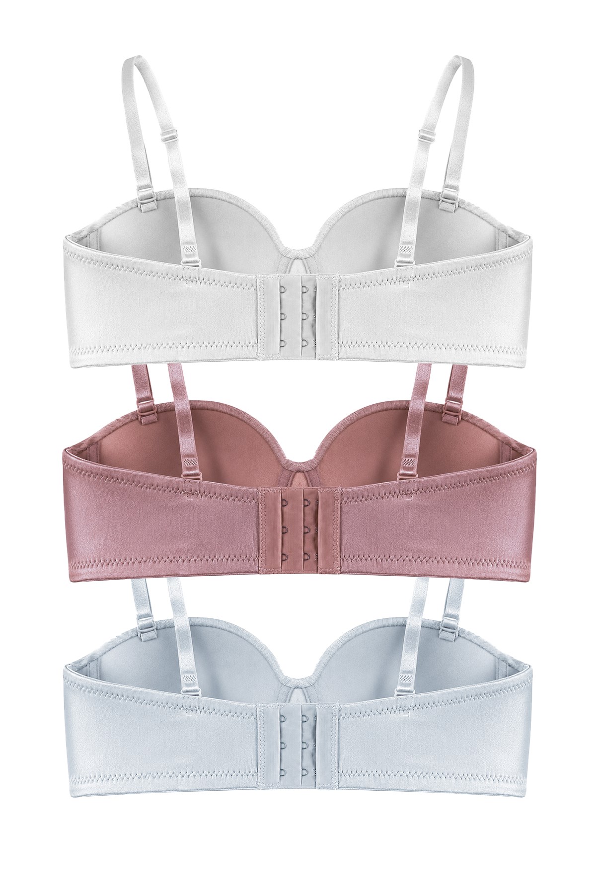 Seamless Bra - Maris | Micro Balenli Parlak Straplez Kadın Sütyen 3lü Paket