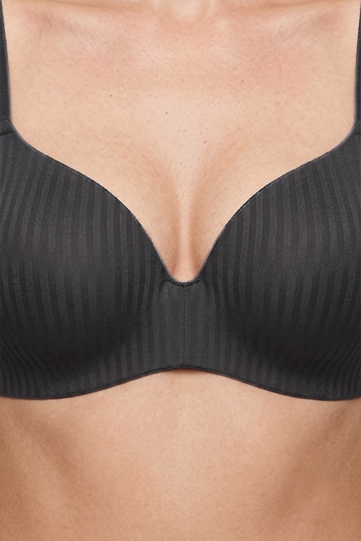 Seamless Bra - Rivelle | Siyah Mikro Çizgi Desenli Balensiz Günlük Kadın Sütyen