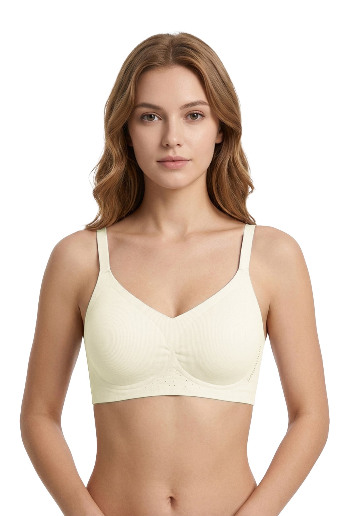 Seamless Bra - Alure | Krem Lazer Kesim Balensiz Perfore Detaylı Dikişsiz Kadın Sütyen