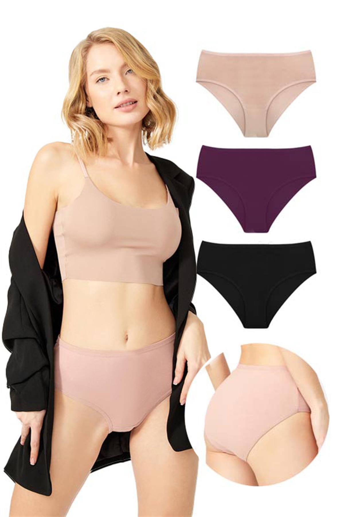 Basic Klasik Pamuklu Geniş Kenarlı Bato Külot 3lü Paket