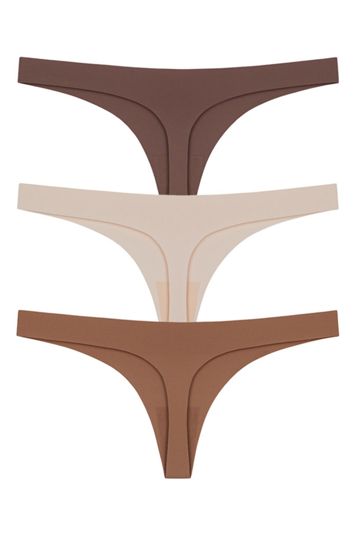 Lazer Kesim Kadın Tanga Külot 3lü Paket-3