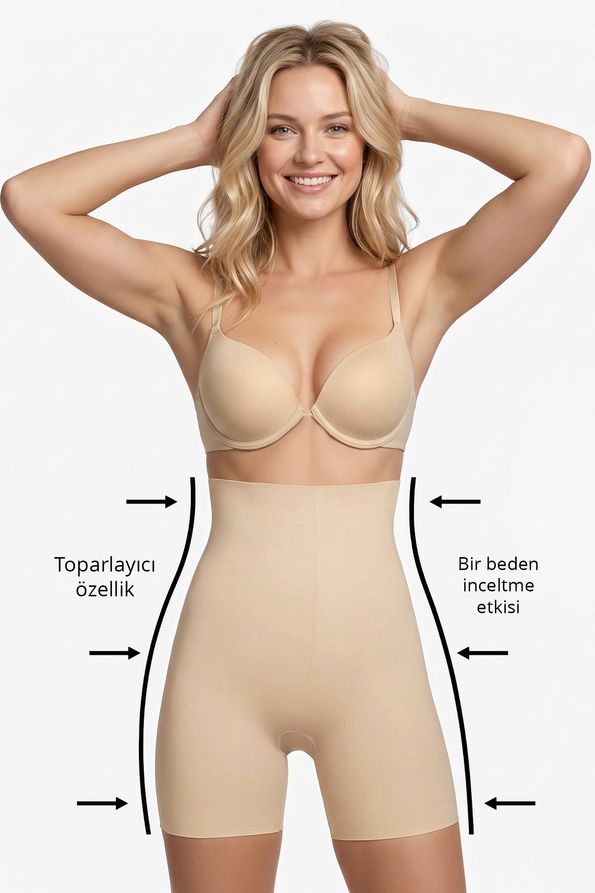 Yüksek Bel Toparlayıcı Lazer Kesim Kadın Korse Kahverengi-Ten 2li Paket