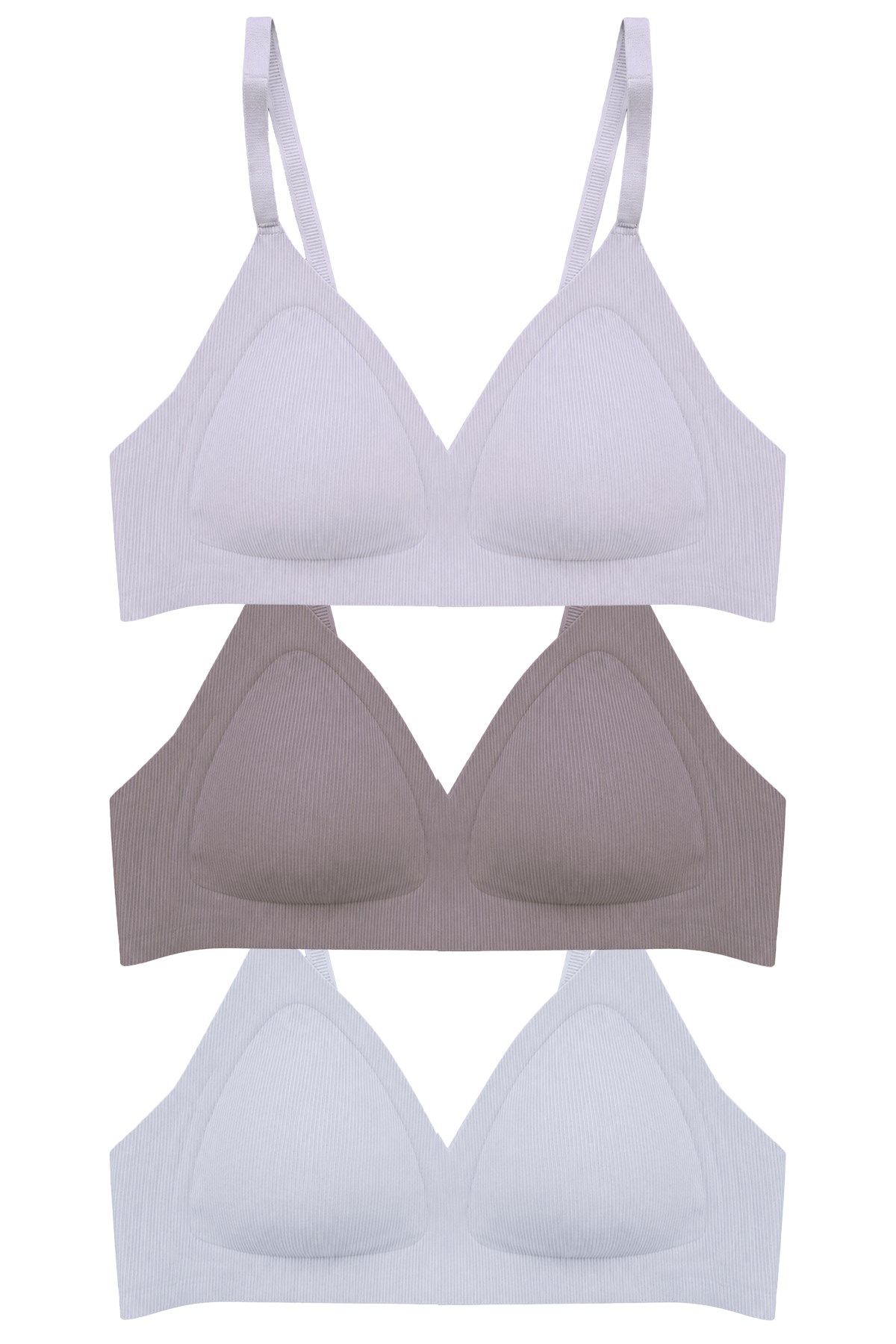 Seamless Bra - Velour | Lazer Kesim Balensiz Üçgen Form Dikişsiz Kadın Sütyen 3lü Paket