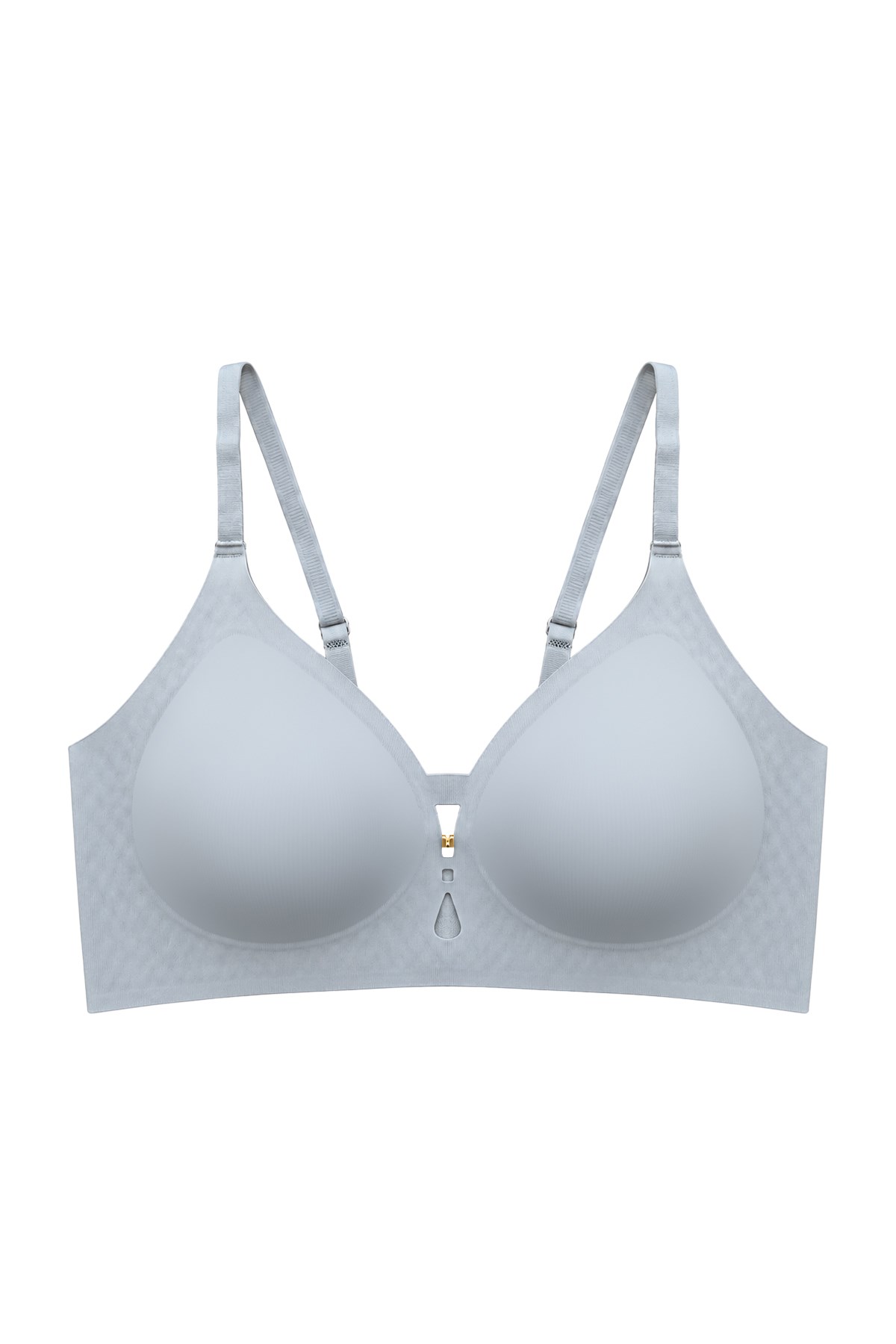 Seamless Bra - Elune | Gri Lazer Kesim Balensiz Dekolte Taş Detaylı Dikişsiz Kadın Sütyen