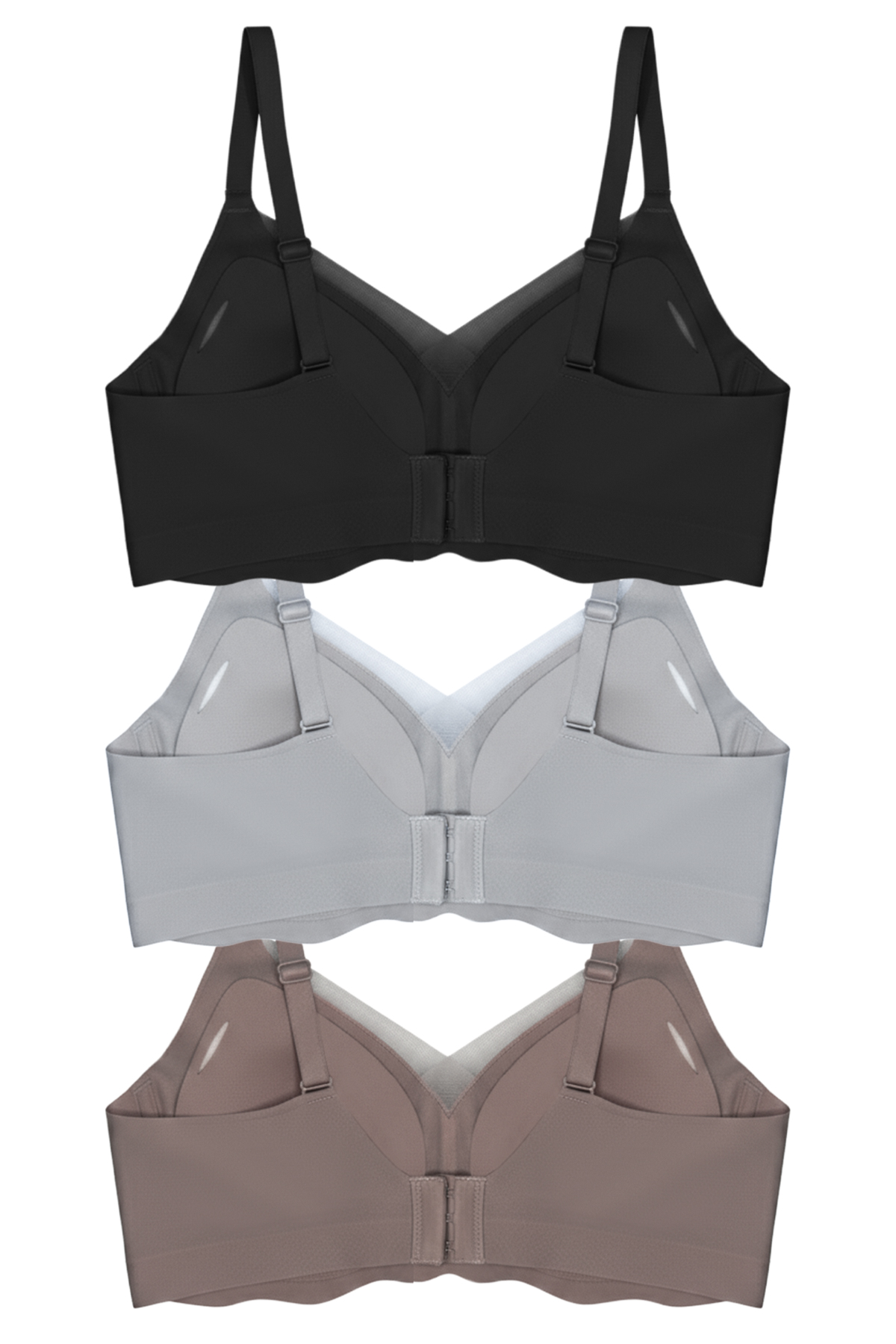 Seamless Bra - Touch | Lazer Kesim Dikişsiz Tül ve Dalga Detaylı Balensiz Kadın Sütyen 3lü Paket-2