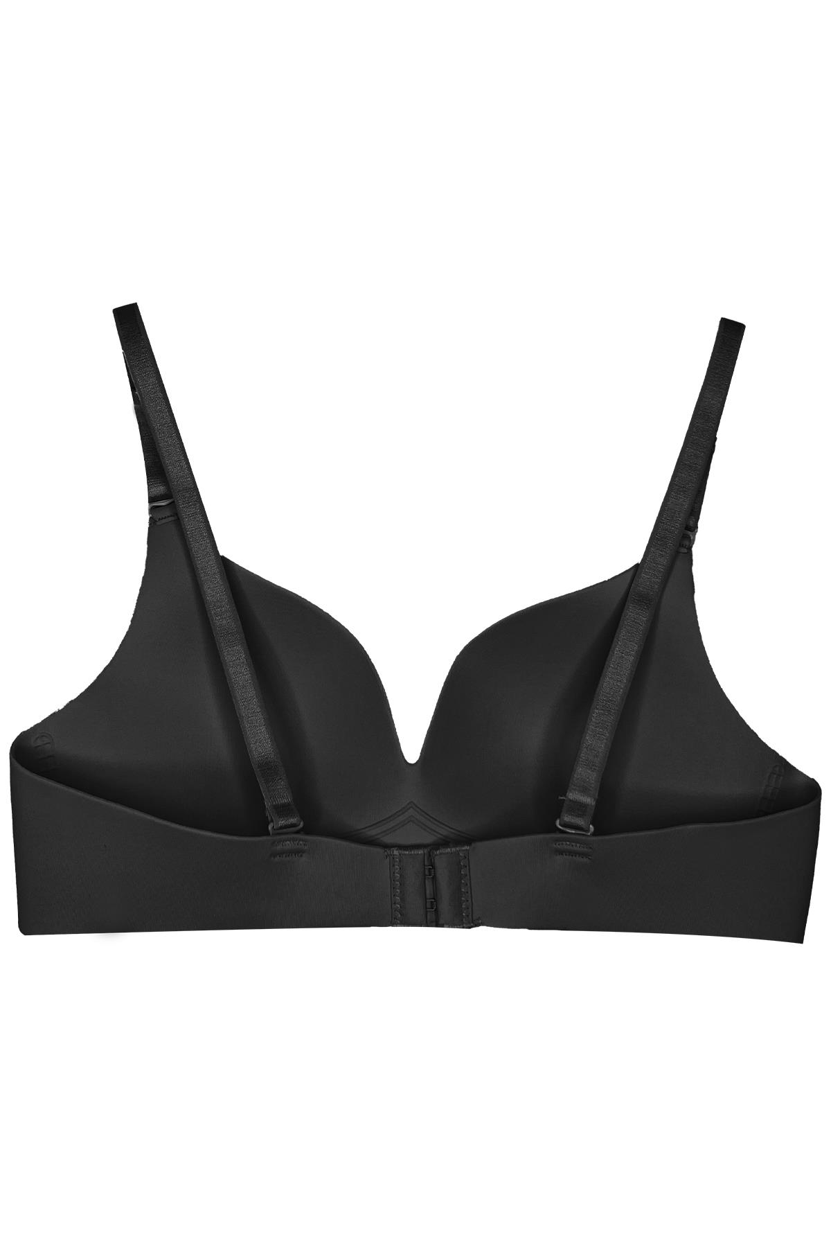 Siyah Dikişsiz Lazer Kesim Sütyen Ayarlanabilir Askılı Kadın Hayalet Sütyen Agraflı