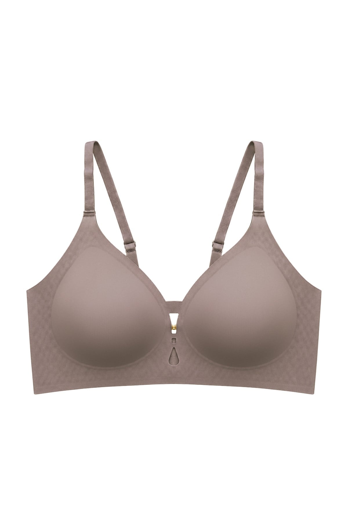 Seamless Bra - Elune | Kahverengi Lazer Kesim Balensiz Dekolte Taş Detaylı Dikişsiz Kadın Sütyen
