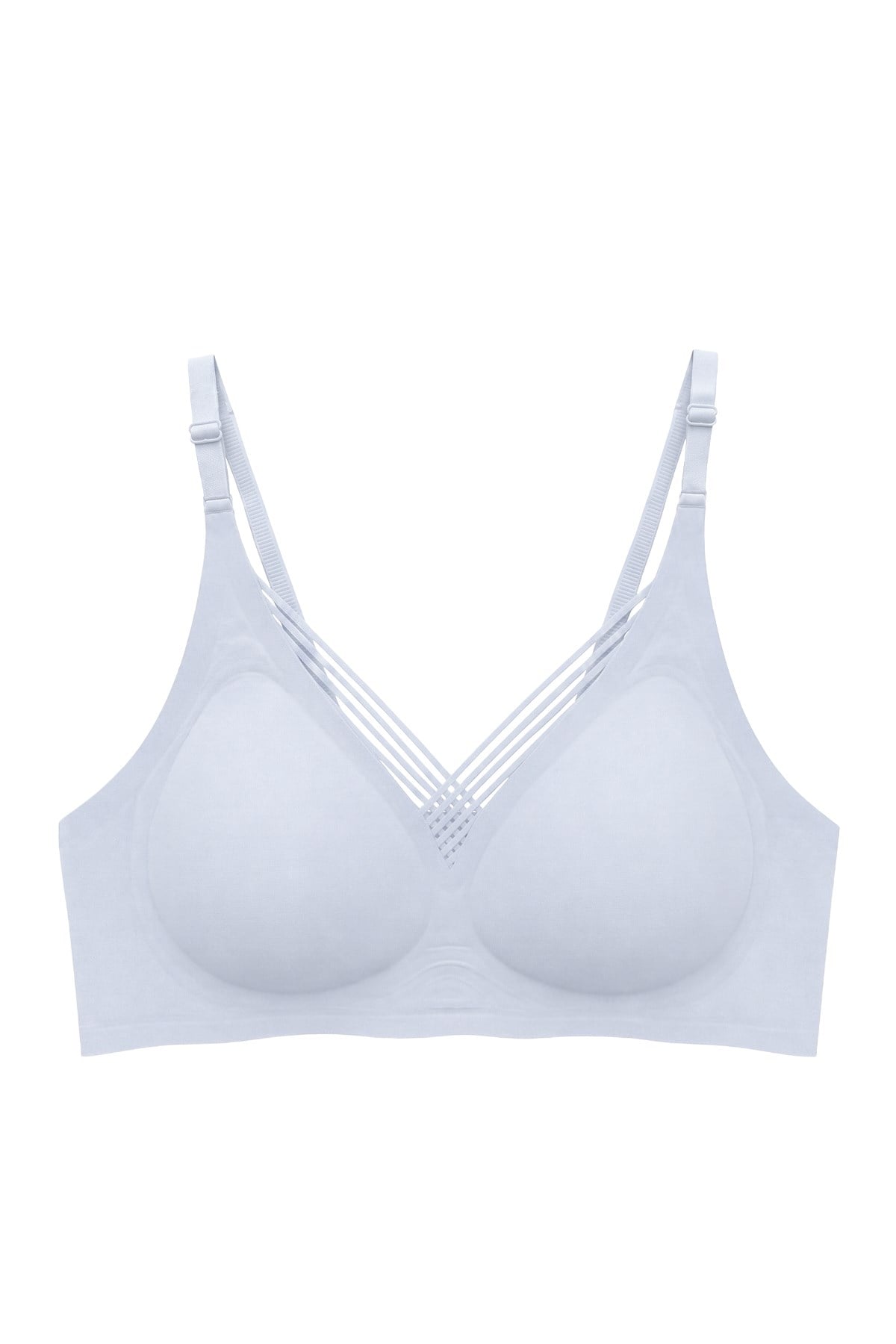 Seamless Bra - Lucent | Gri Lazer Kesim Balensiz Ön Çapraz Şerit Detaylı Kadın Sütyen