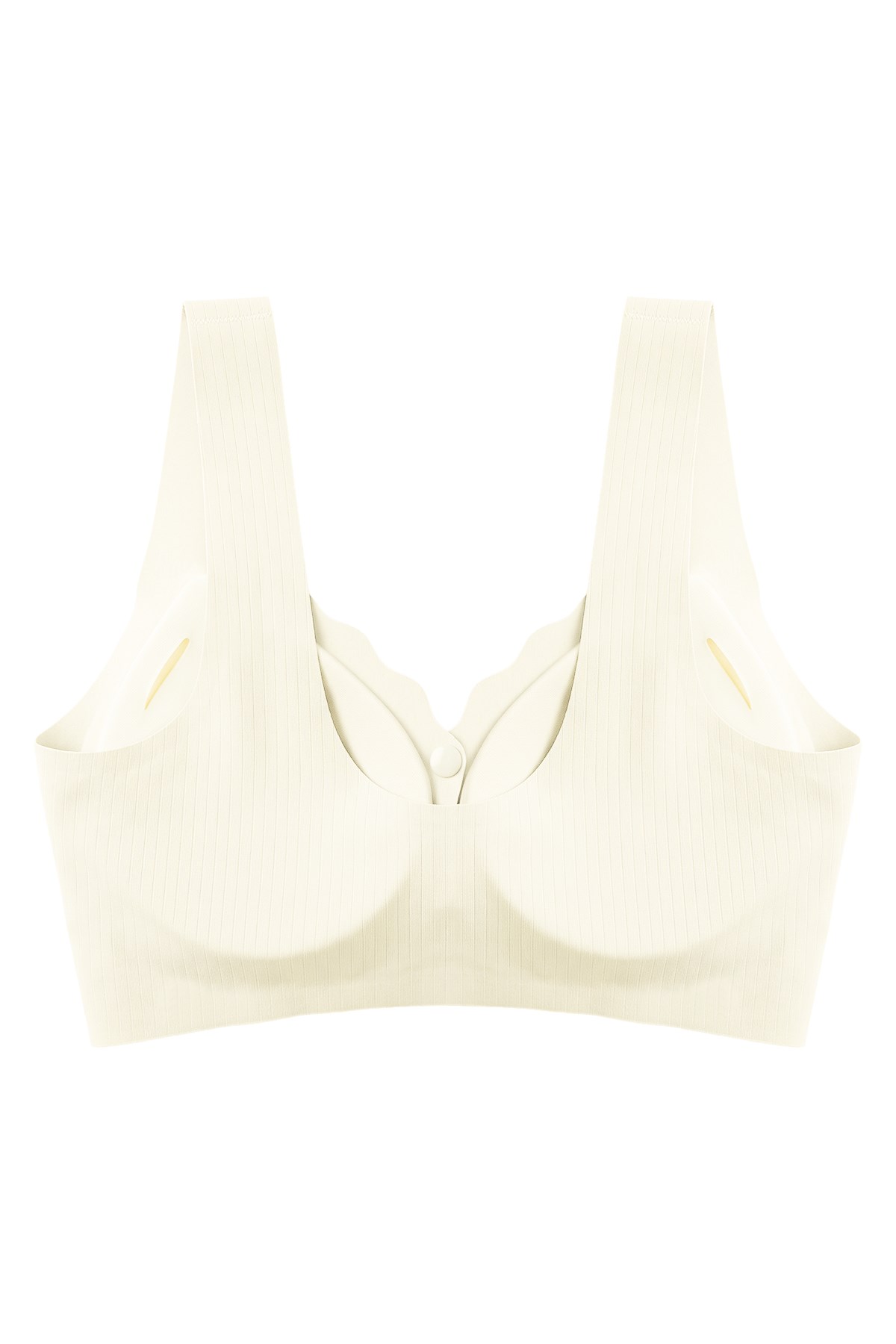 Seamless Bra - Feel | Krem Lazer Kesim Çizgi Detaylı Önü Açılabilir Dikişsiz Kadın Sütyen