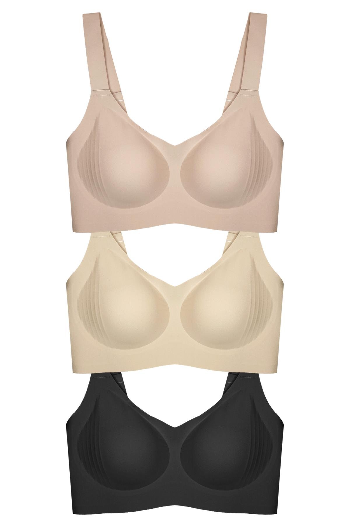 Seamless Bra - Curve | Lazer Kesim Dikişsiz Toparlayıcı Büyük Beden Kadın Sütyen 3lü Paket
