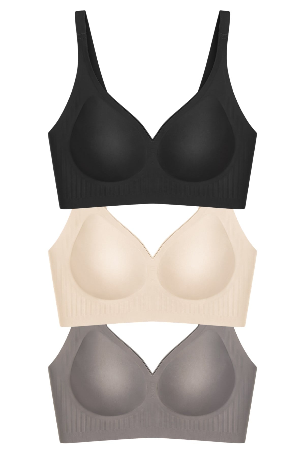 Seamless Bra - Slight | Lazer Kesim Dikişsiz Dilim Detaylı Balensiz Kadın Sütyen 3lü Paket-3