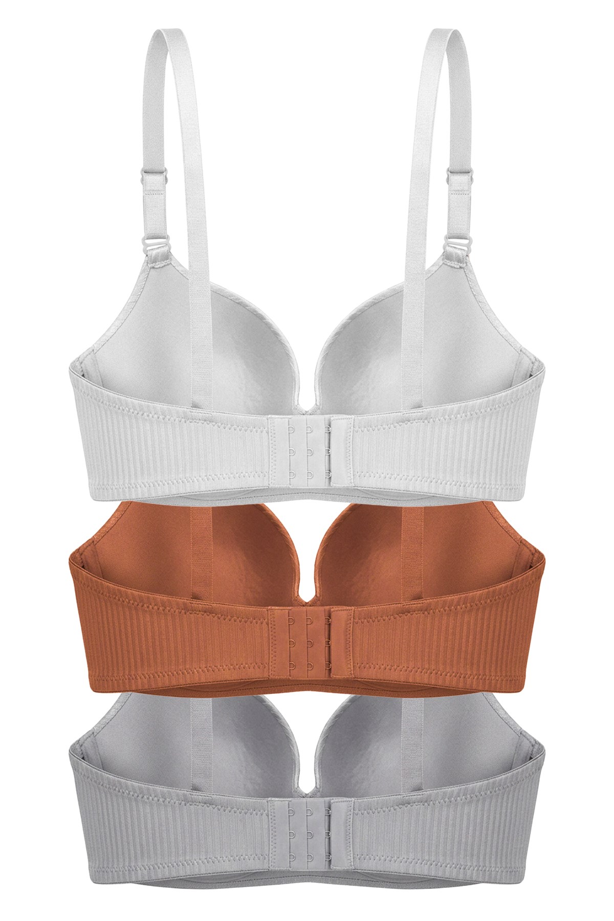 Seamless Bra - Rivelle | Mikro Çizgi Desenli Balensiz Günlük Kadın Sütyen 3lü Paket