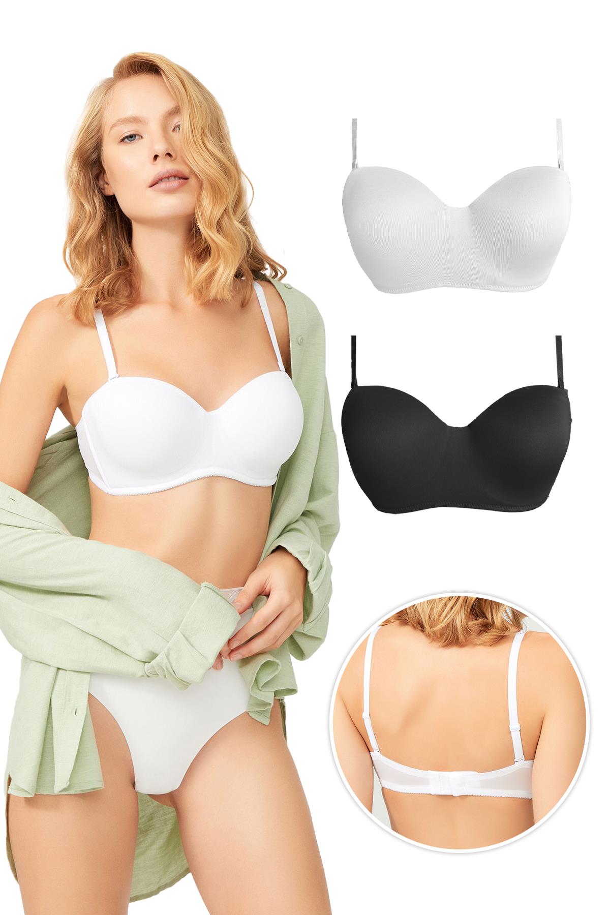 Balenli Toparlayıcı Dolgusuz Straplez Sütyen 2li Paket