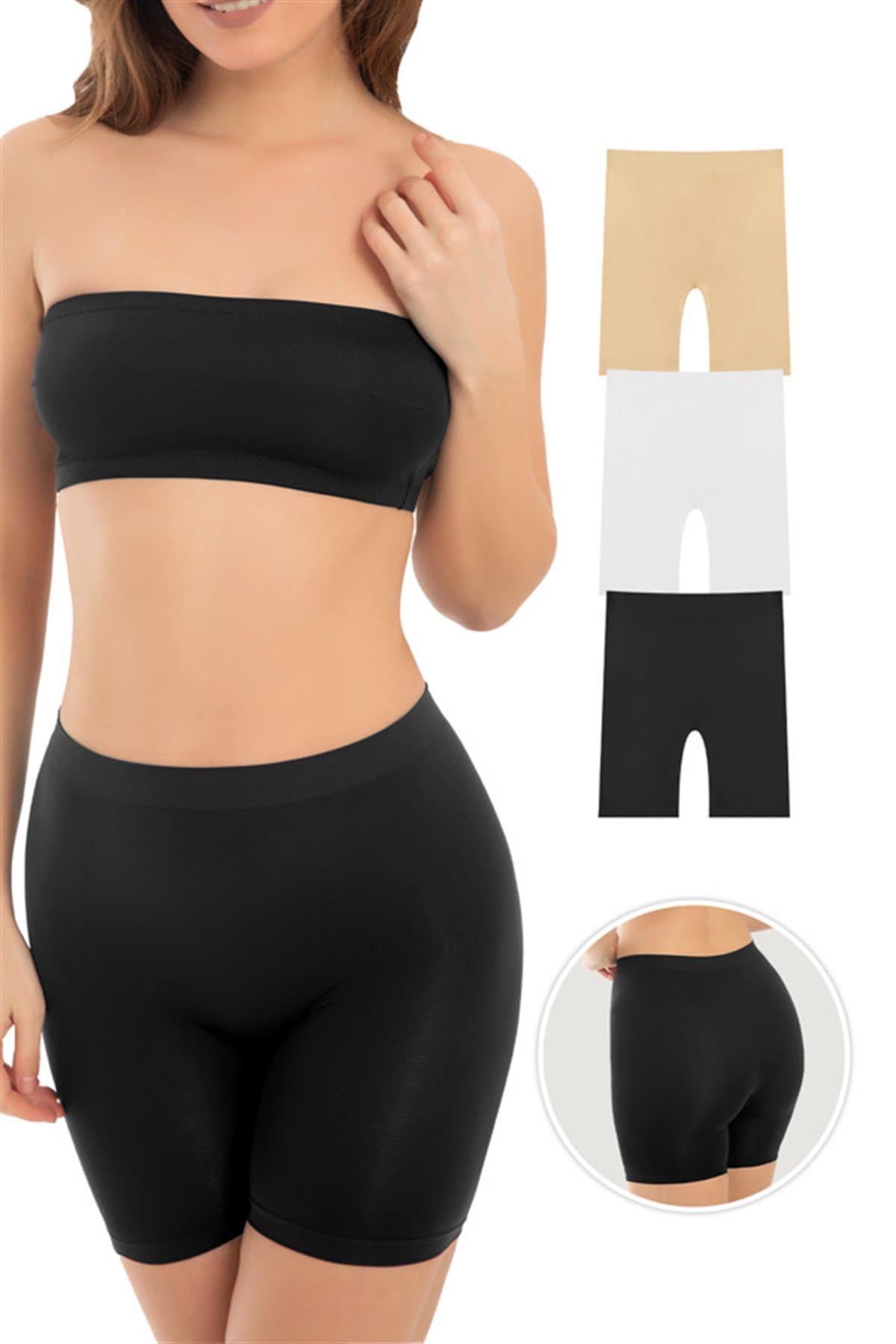 Cottonhill Premium - Kadın Ultra-Rahat Seamless Yüksek Bel Uzun Paça Boxer 3lü Paket