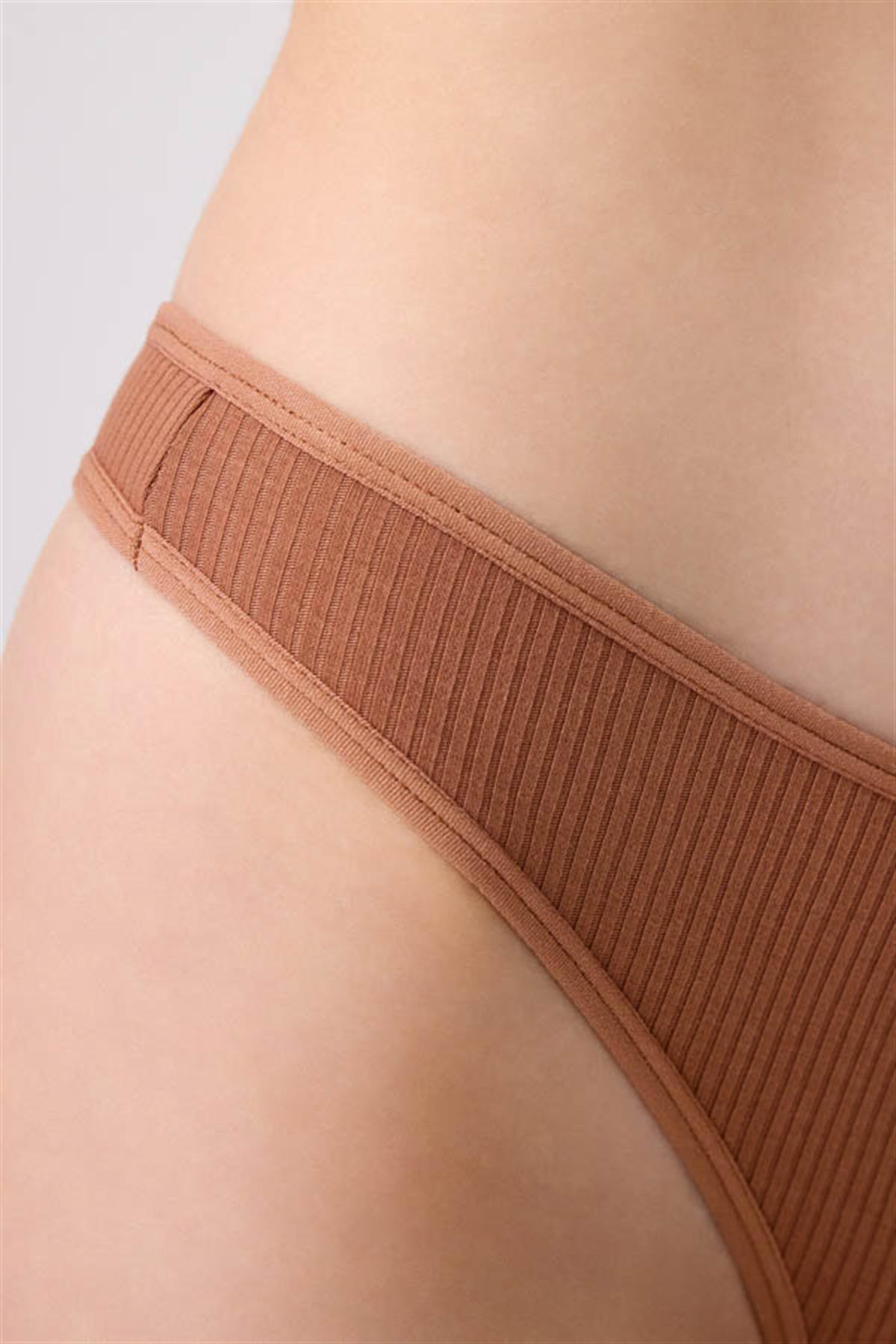 Kadın Pamuklu ve Likrali Fitilli Kaşkorse Tanga Külot 5li Paket-2