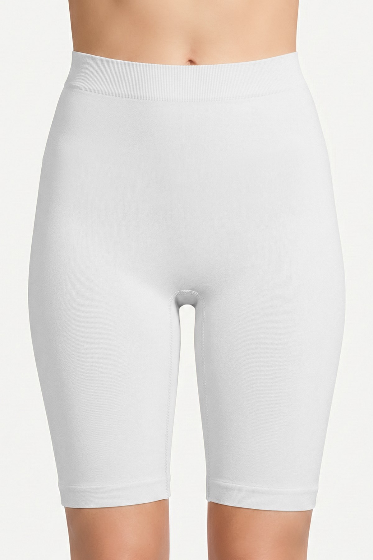 Cottonhill Premium - Kadın Beyaz Ultra-Rahat Seamless Yüksek Bel Uzun Paça Boxer