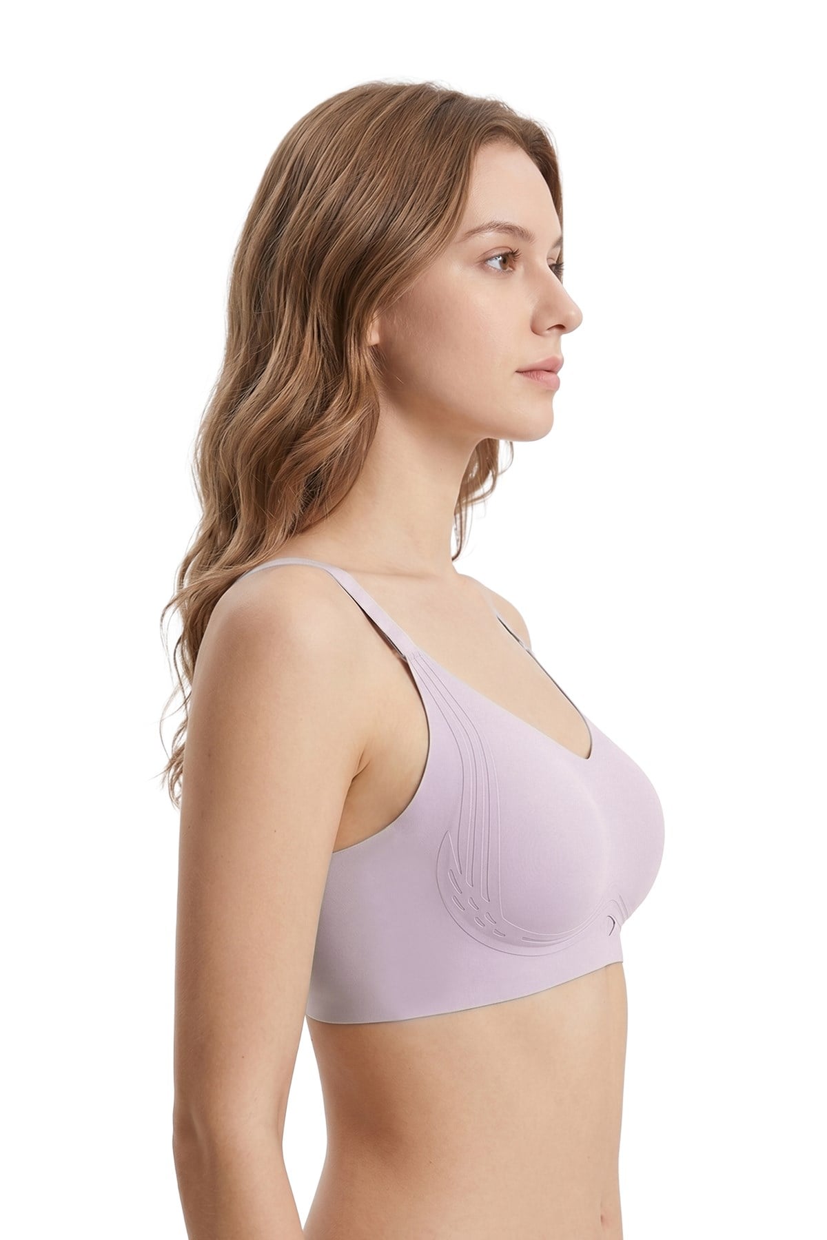 Seamless Bra - Elaris | Lila Lazer Kesim Balensiz Dekolteli Şerit Detay Dikişsiz Kadın Sütyen