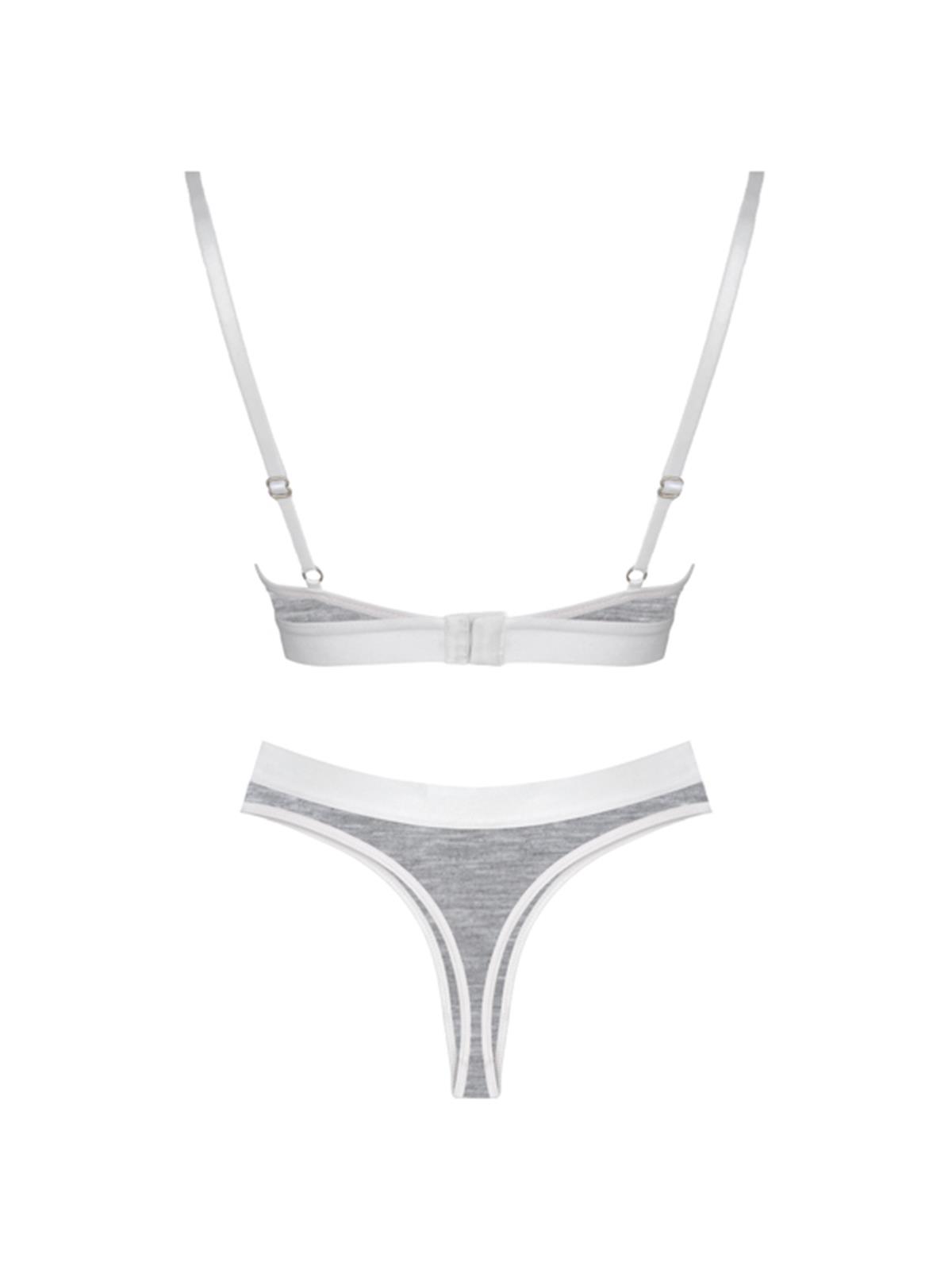 Gri Pamuklu Lastik Detaylı Ayarlanabilir Askılı Kadın Sütyen Takımı
