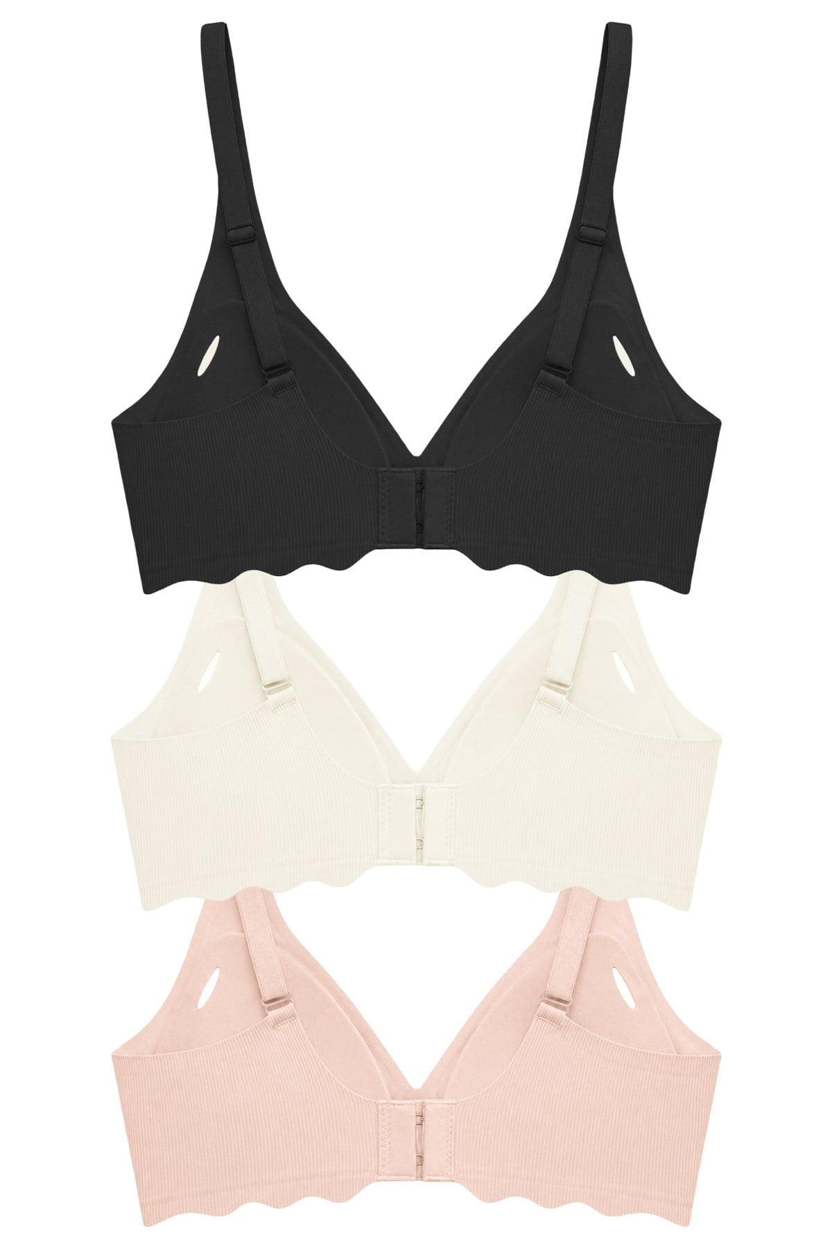 Seamless Bra - Lumera|Lazer Kesim Balensiz Rib Dokulu Dalga Kesim Dikişsiz Kadın Sütyen 3lü Paket-2