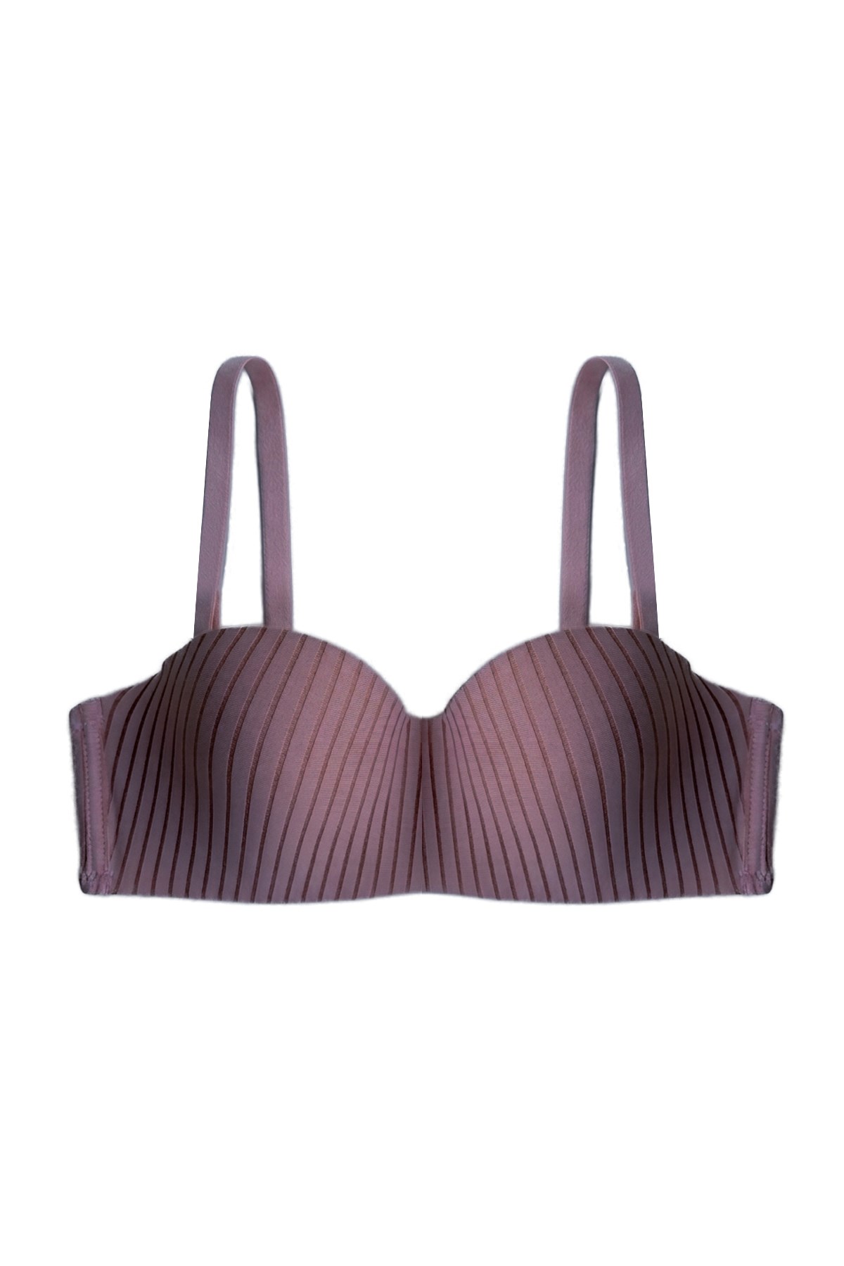 Seamless Bra - Striva | Mürdüm Mikro Çizgi Desenli Balenli Toparlayıcı Kadın Sütyen