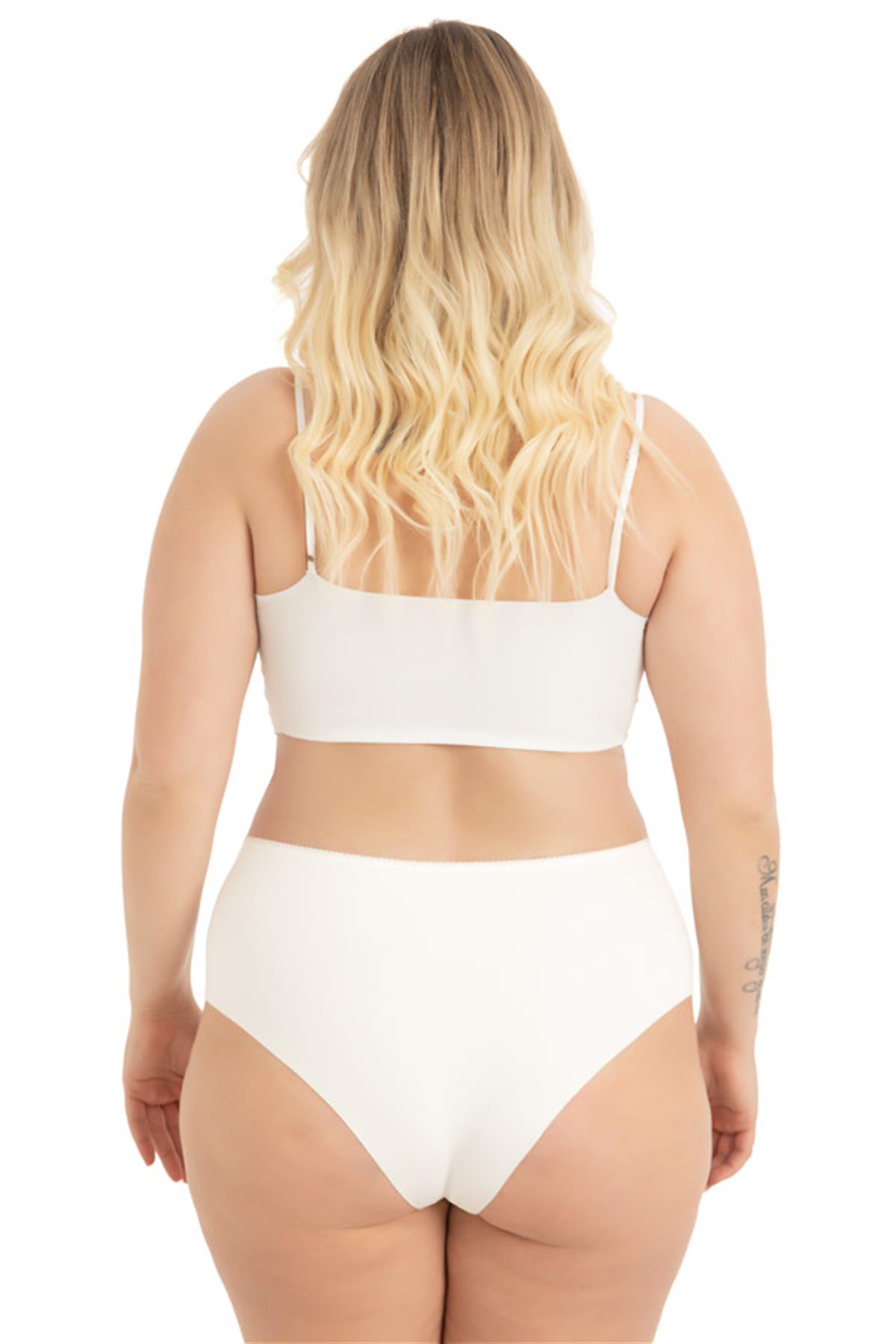 Dantel ve Taş Detaylı Lazer Kesim Büyük Beden Kadın Bikini Külot 5li Paket