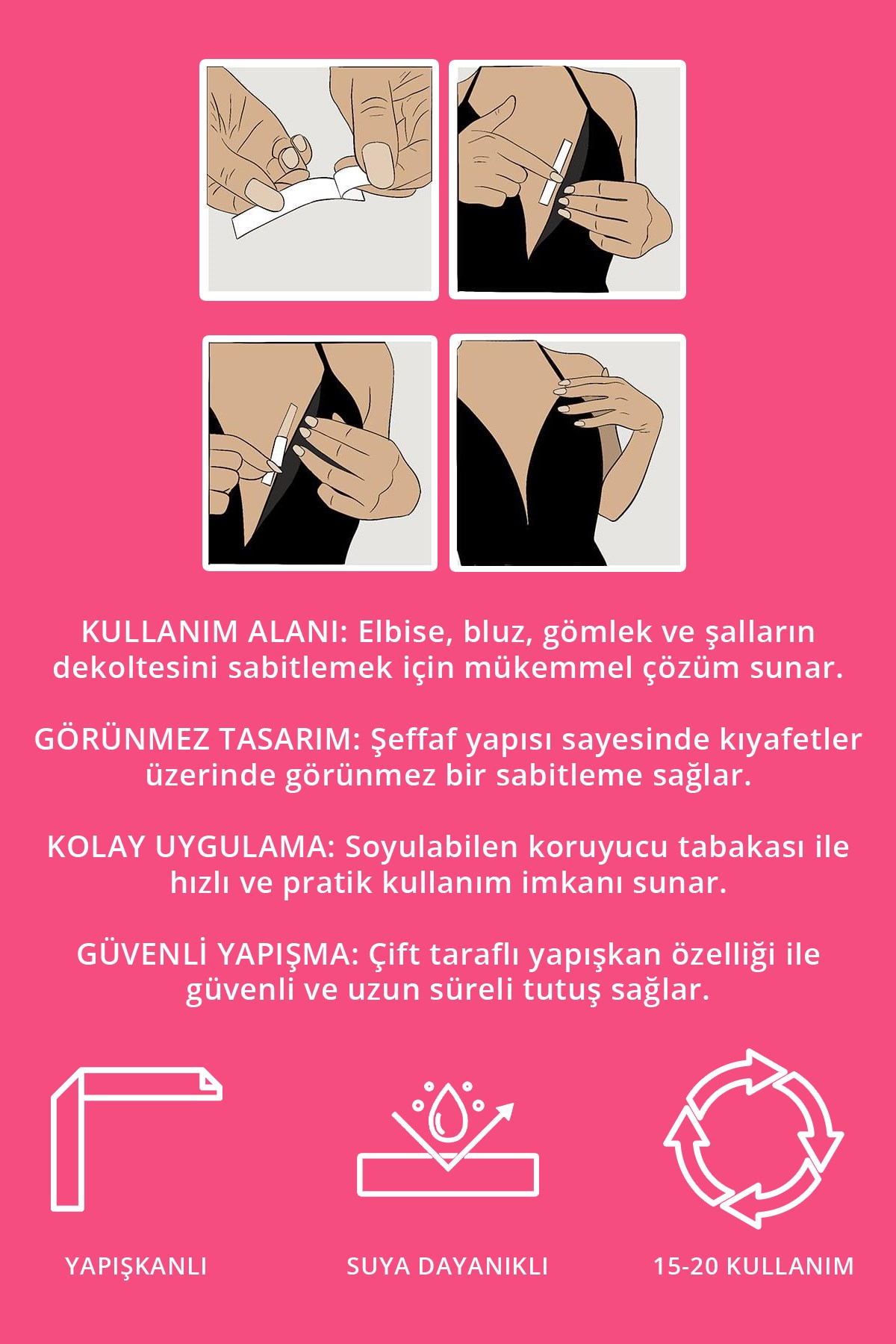 Kıyafet Sabitleyici Çift Taraflı Şeffaf Bant