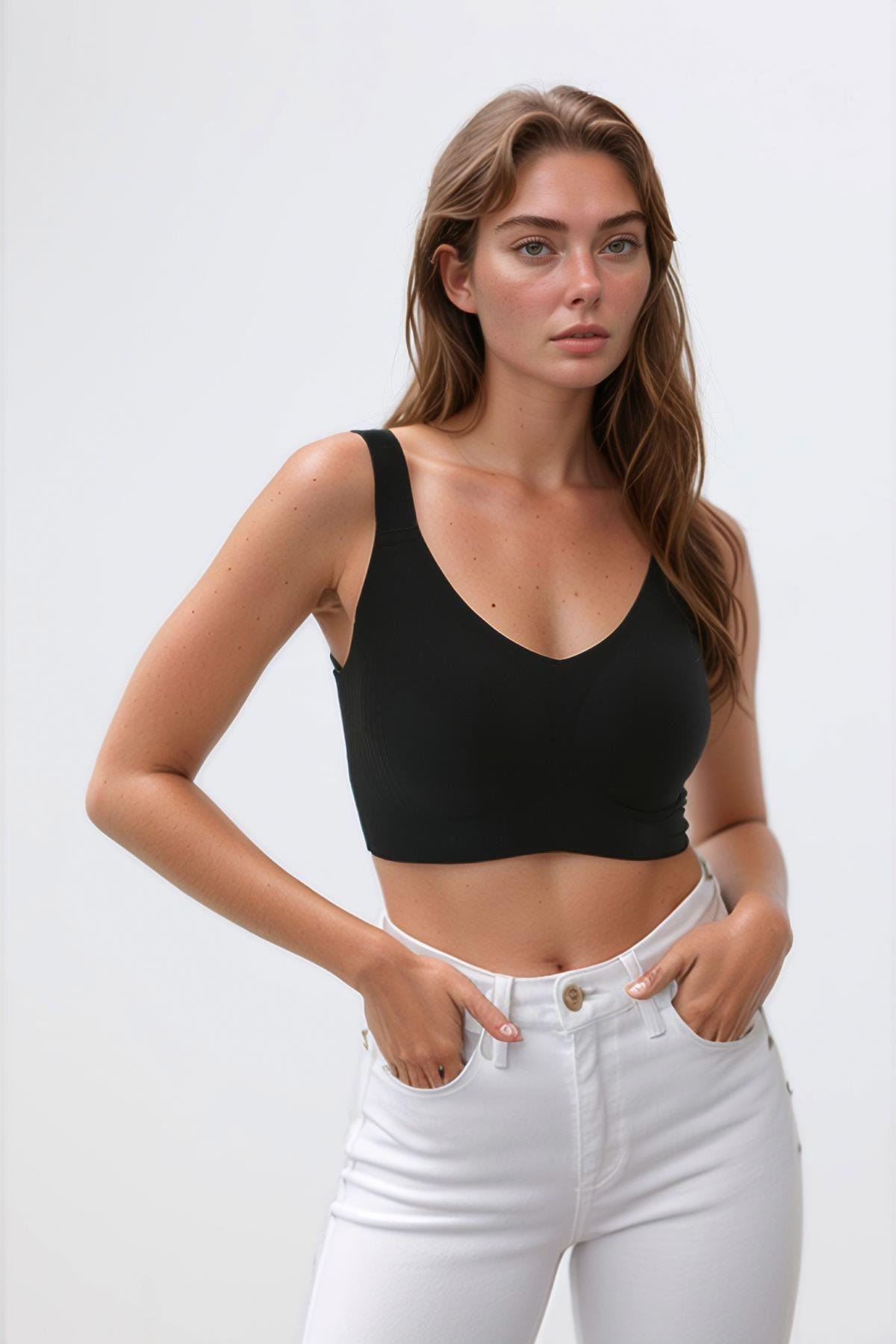 Seamless Bra - Curve | Siyah Lazer Kesim Dikişsiz Toparlayıcı Büyük Beden Kadın Sütyen