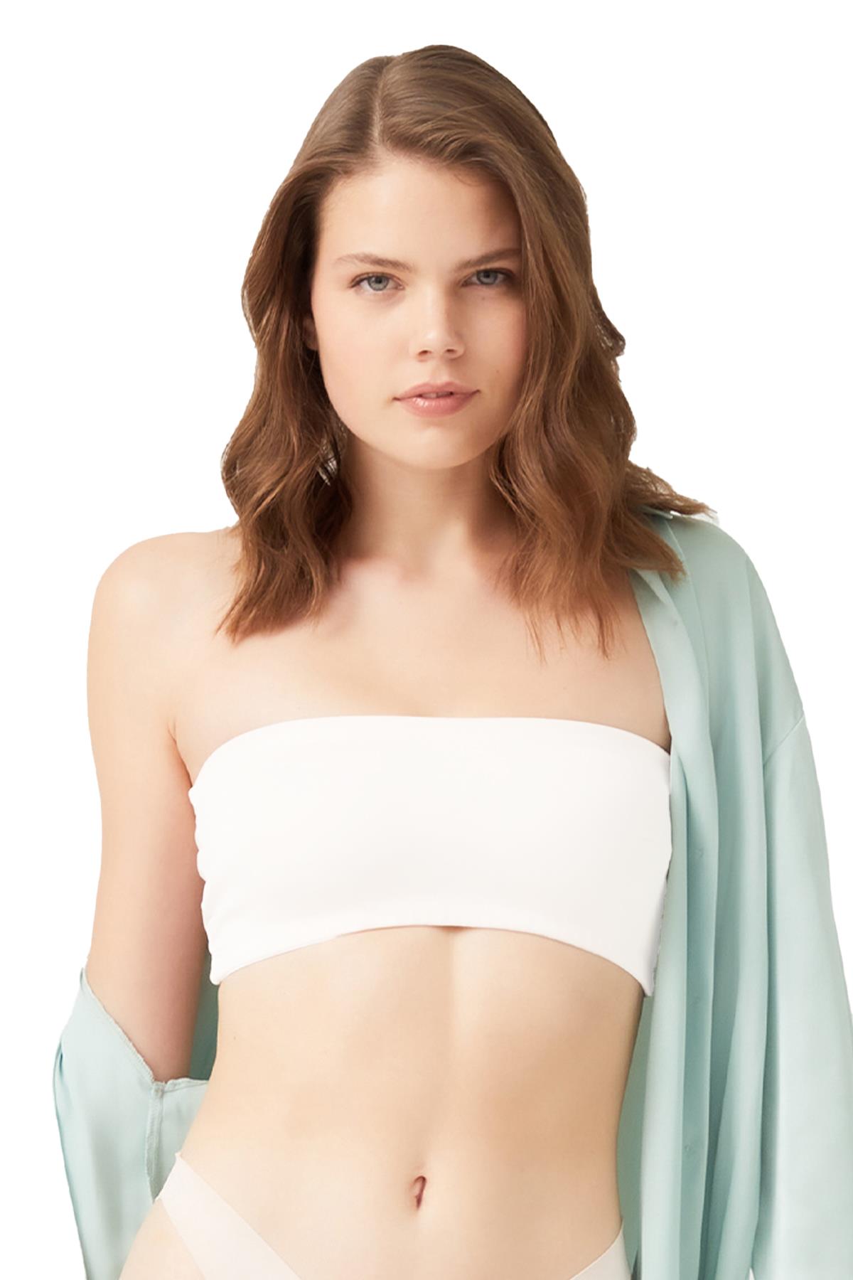 Krem Straplez Crop Top Büstiyer