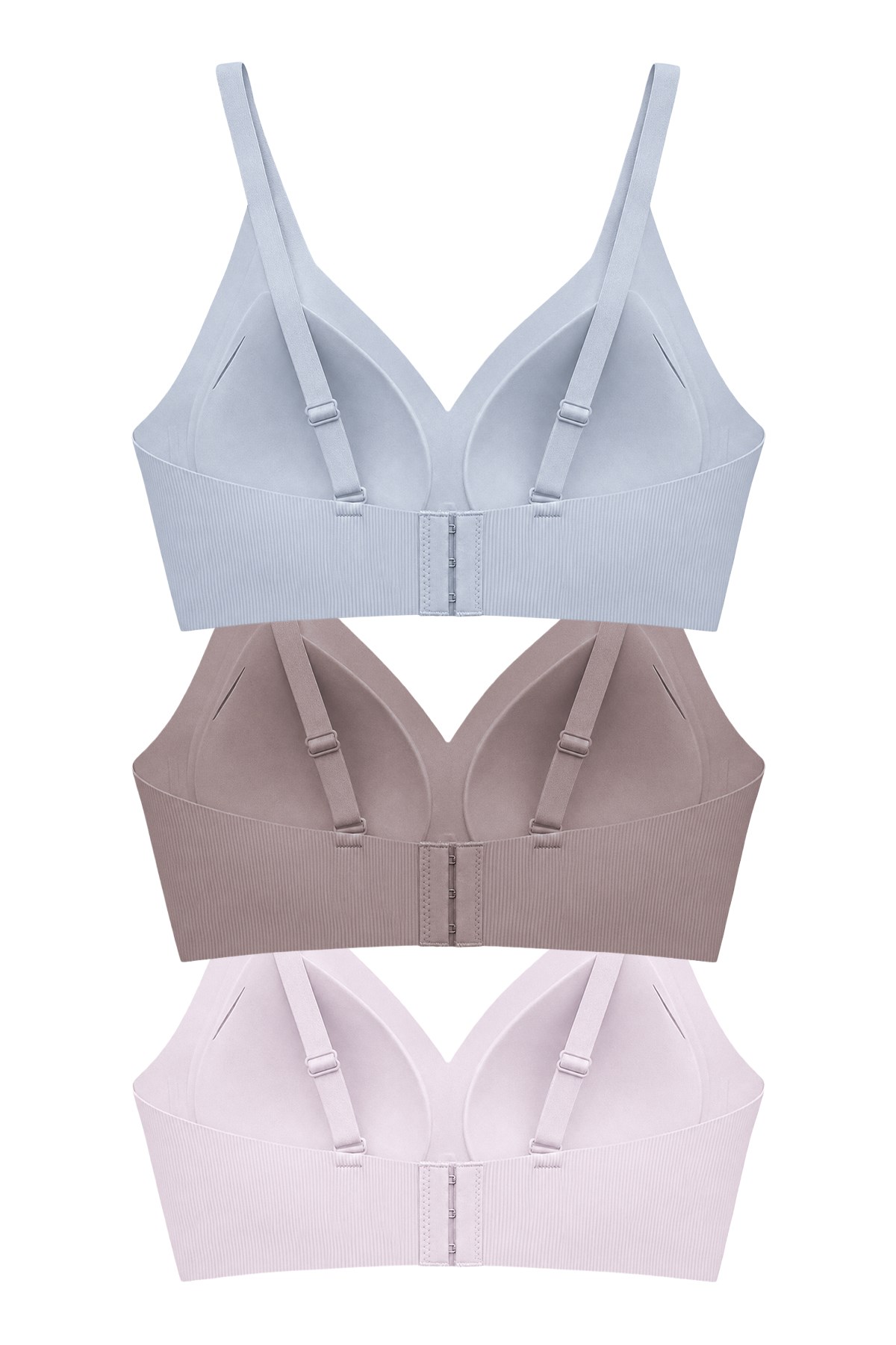 Seamless Bra - Velora | Lazer Kesim Balensiz Rib Dokulu Dikişsiz Kadın Sütyen 3lü Paket
